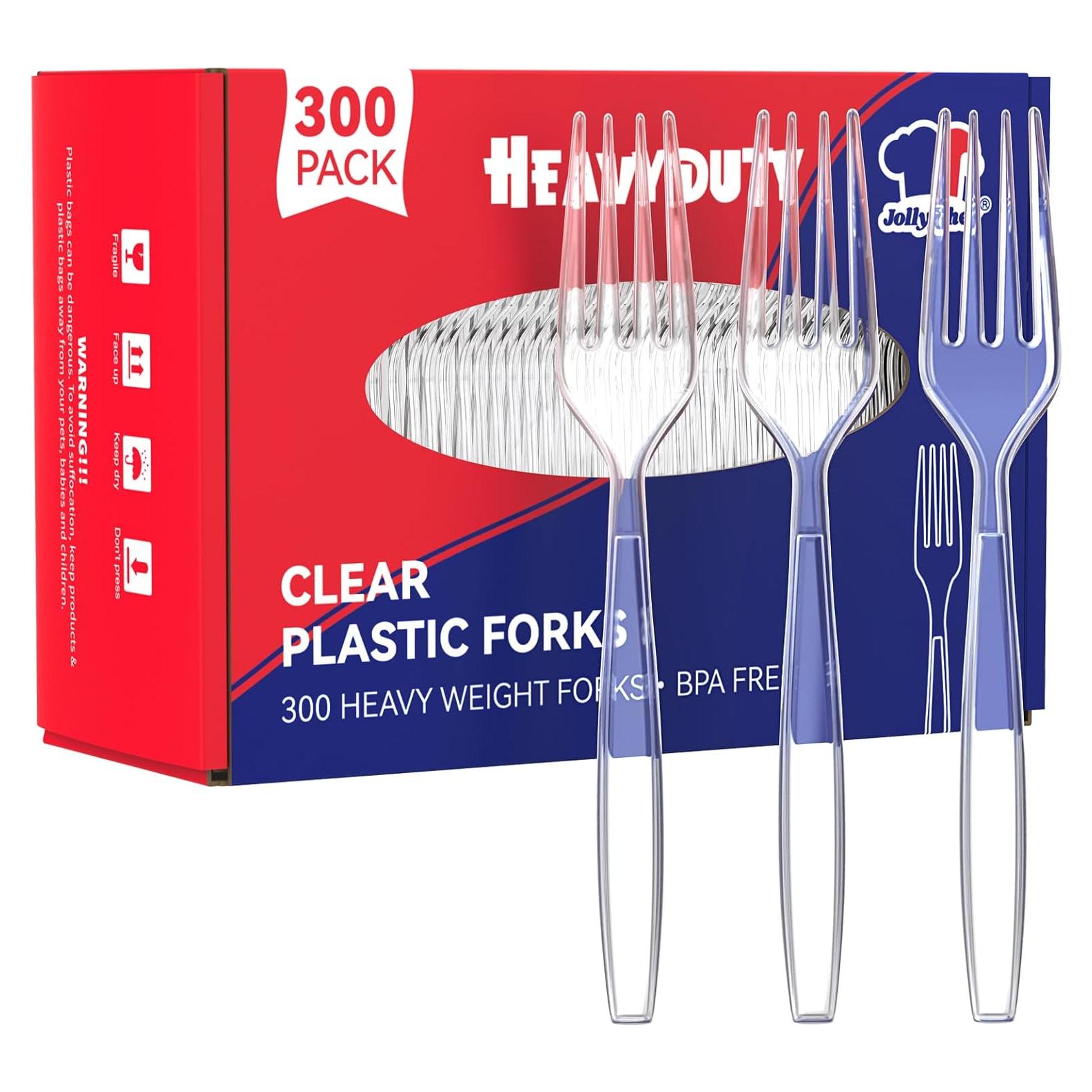 Tenedores de Plástico Transparentes JOLLY CHEF 300 Unidades 18 cm