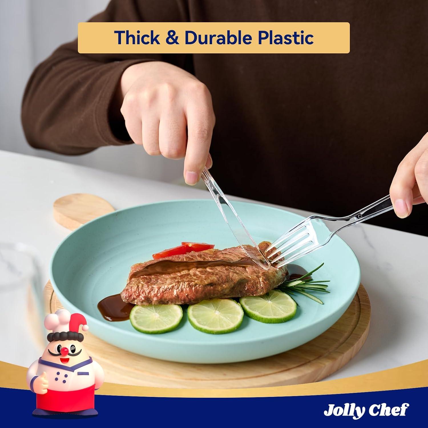Tenedores de Plástico Transparentes JOLLY CHEF 300 Unidades 18 cm