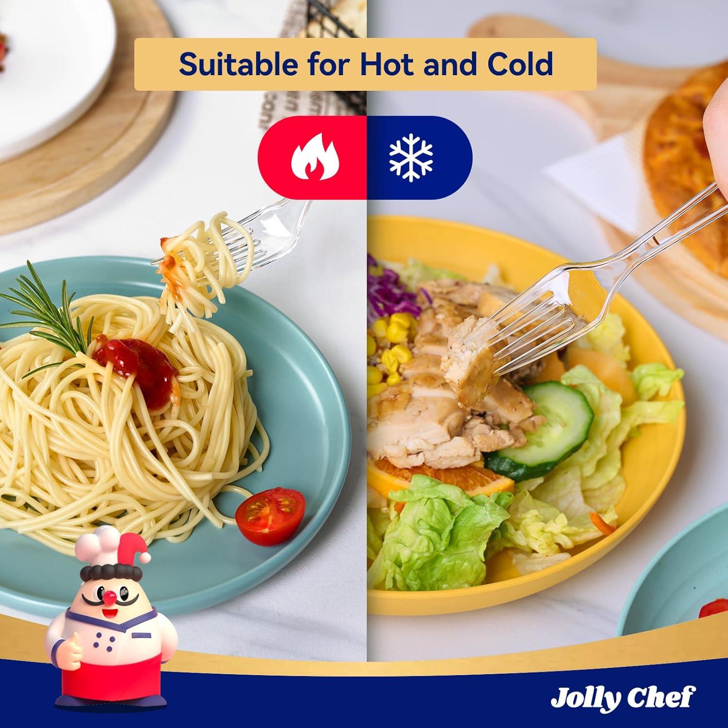 Tenedores de Plástico Transparentes JOLLY CHEF 300 Unidades 18 cm