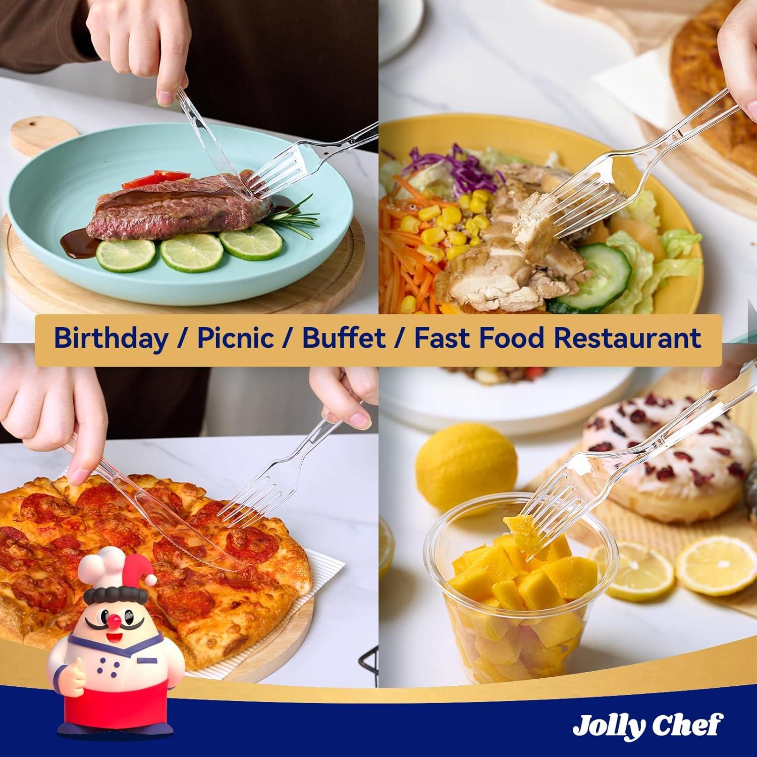 Tenedores de Plástico Transparentes JOLLY CHEF 300 Unidades 18 cm