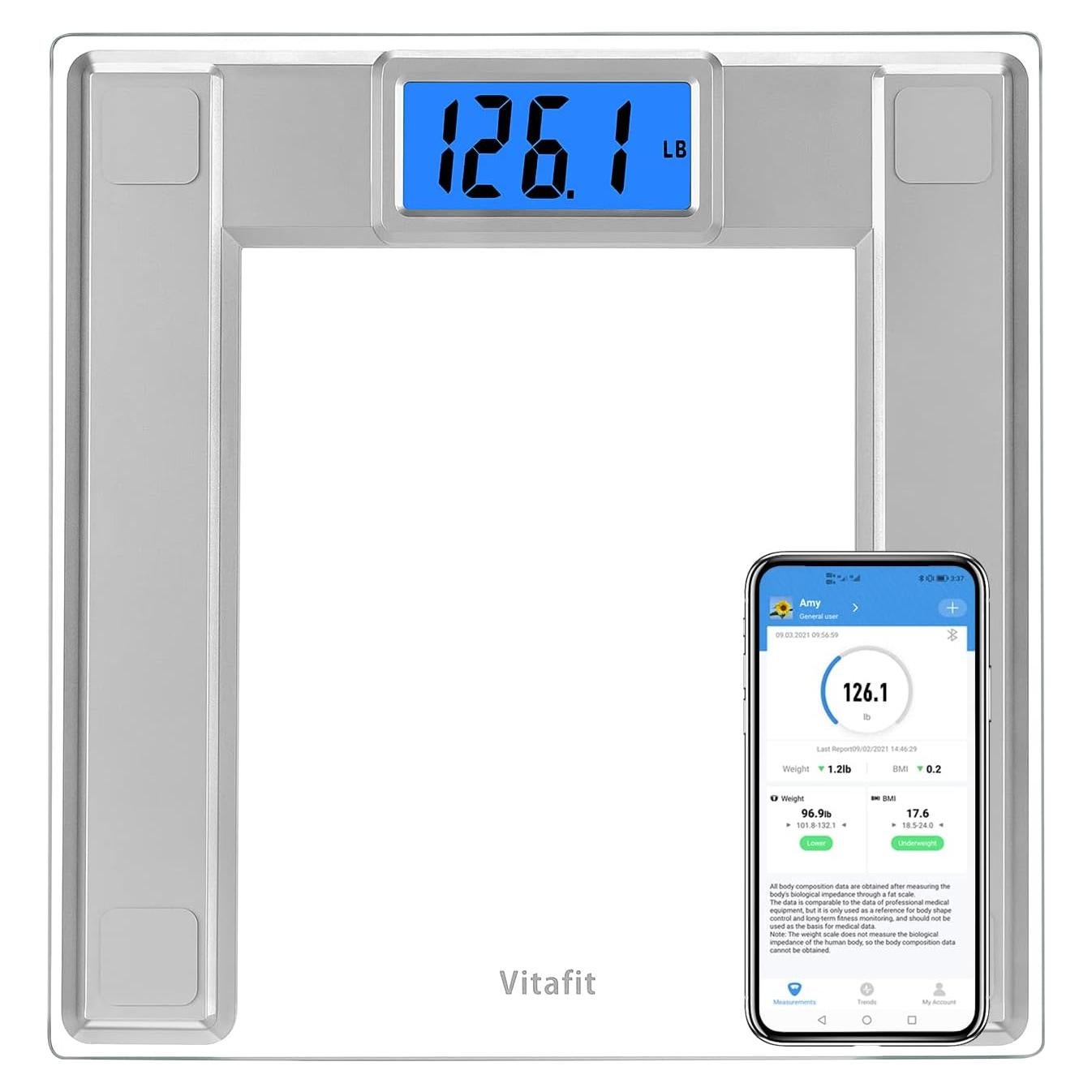 Balanza Digital de Baño Vitafit 250kg con App y BMI