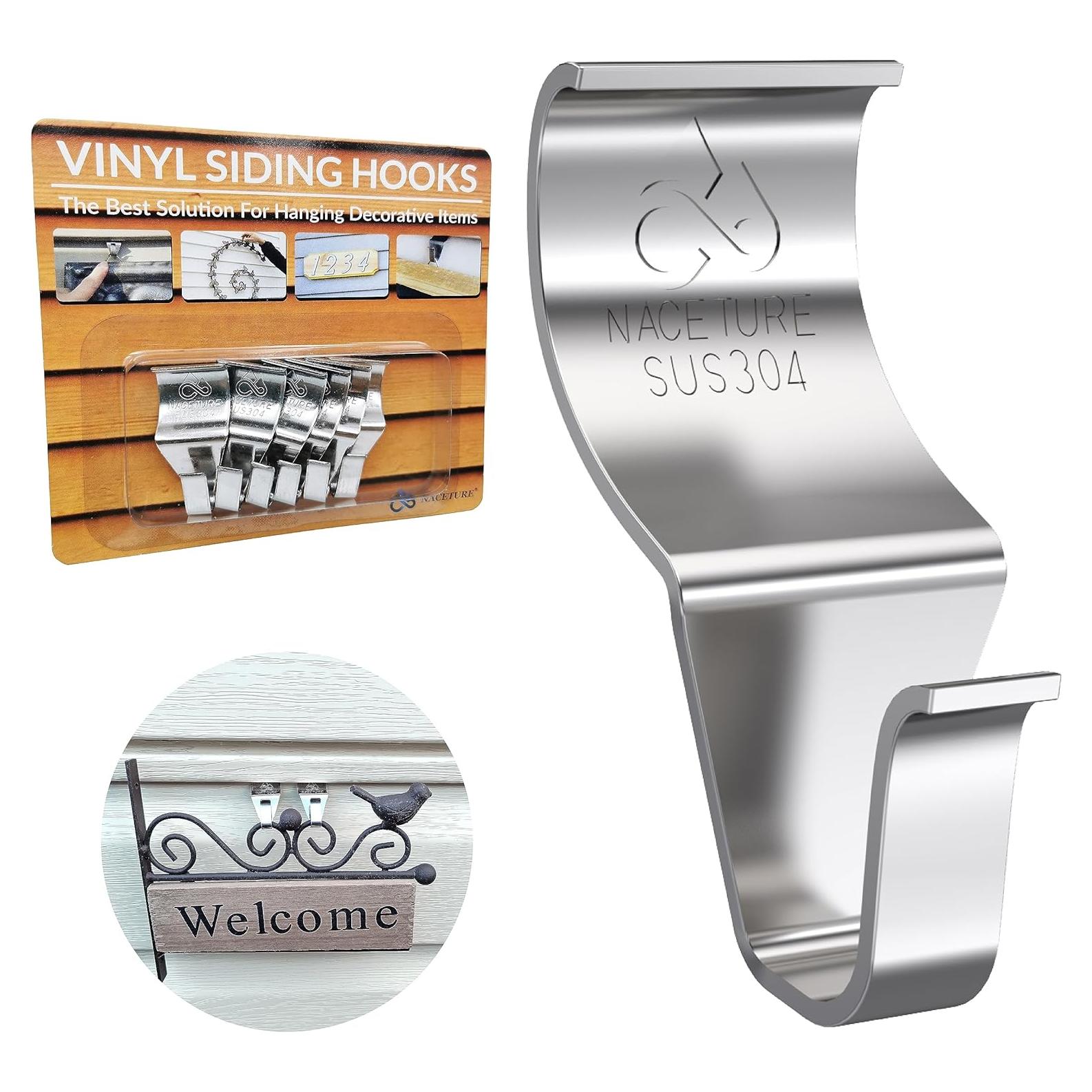 Ganchos para Revestimiento de Vinilo NACETURE - Paquete de 6, Soportan 8.2 kg