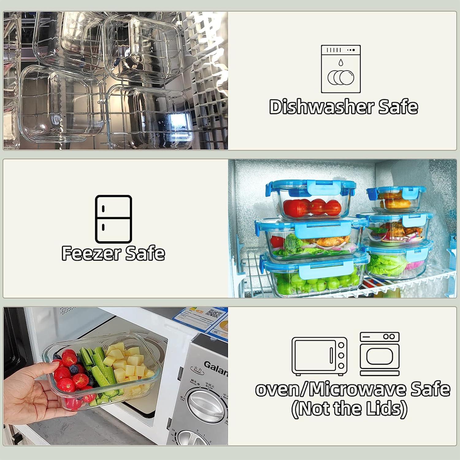 Juego de 12 Contenedores de Vidrio Herméticos FAWLES 0.98L