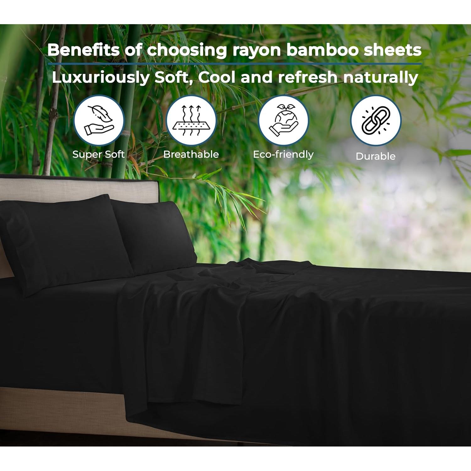 Juego de Sábanas Completo Royale Linens Viscosa Bambú Negro