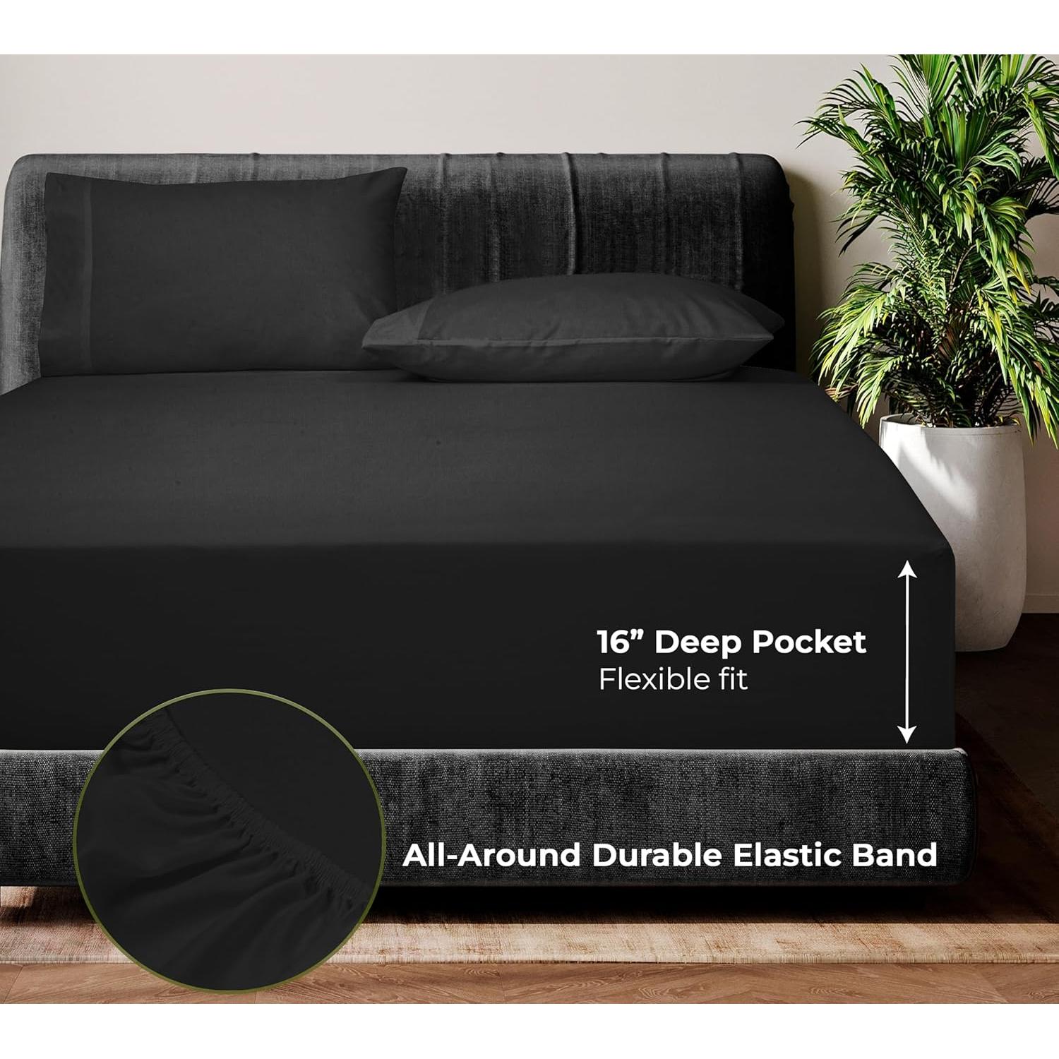 Juego de Sábanas Completo Royale Linens Viscosa Bambú Negro