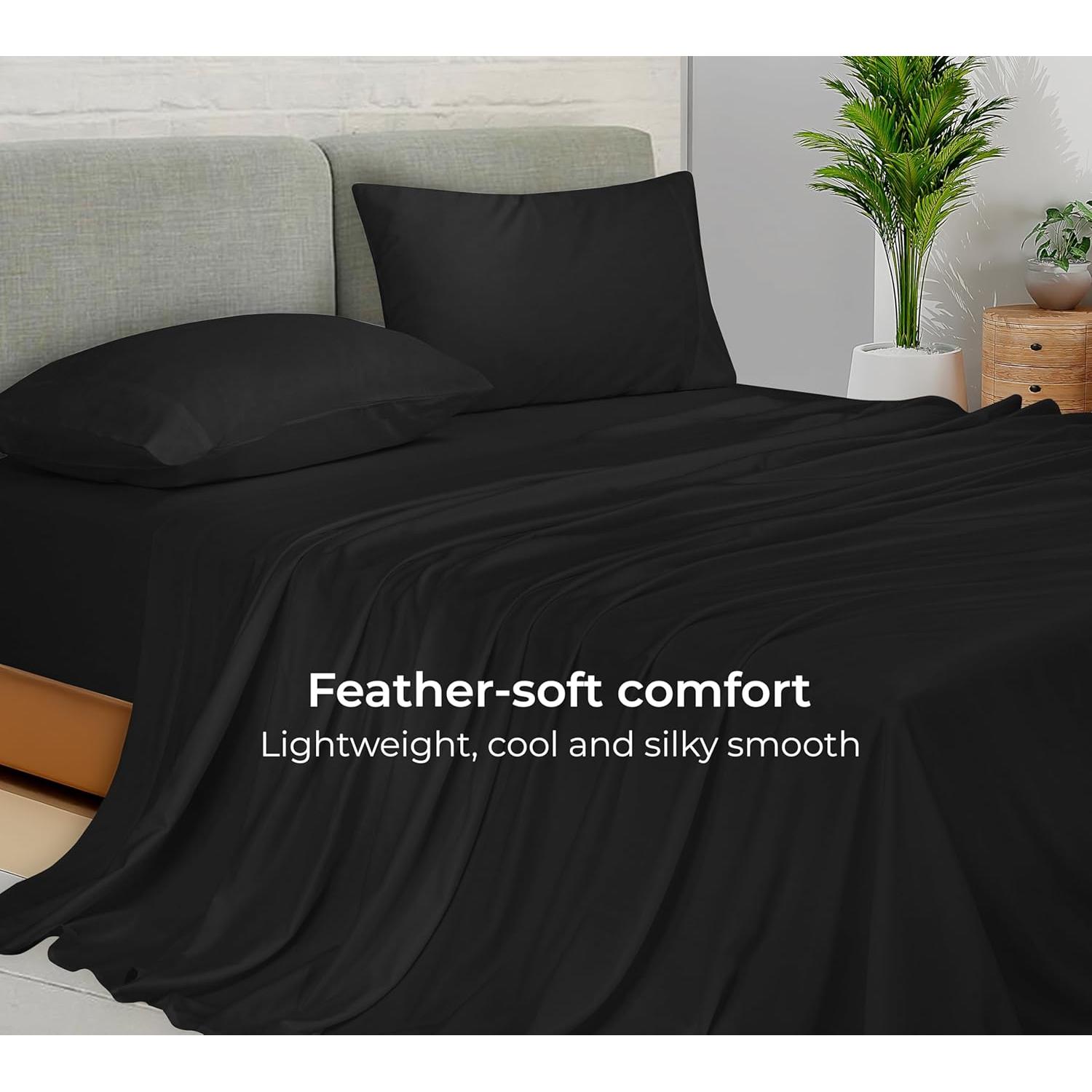 Juego de Sábanas Completo Royale Linens Viscosa Bambú Negro