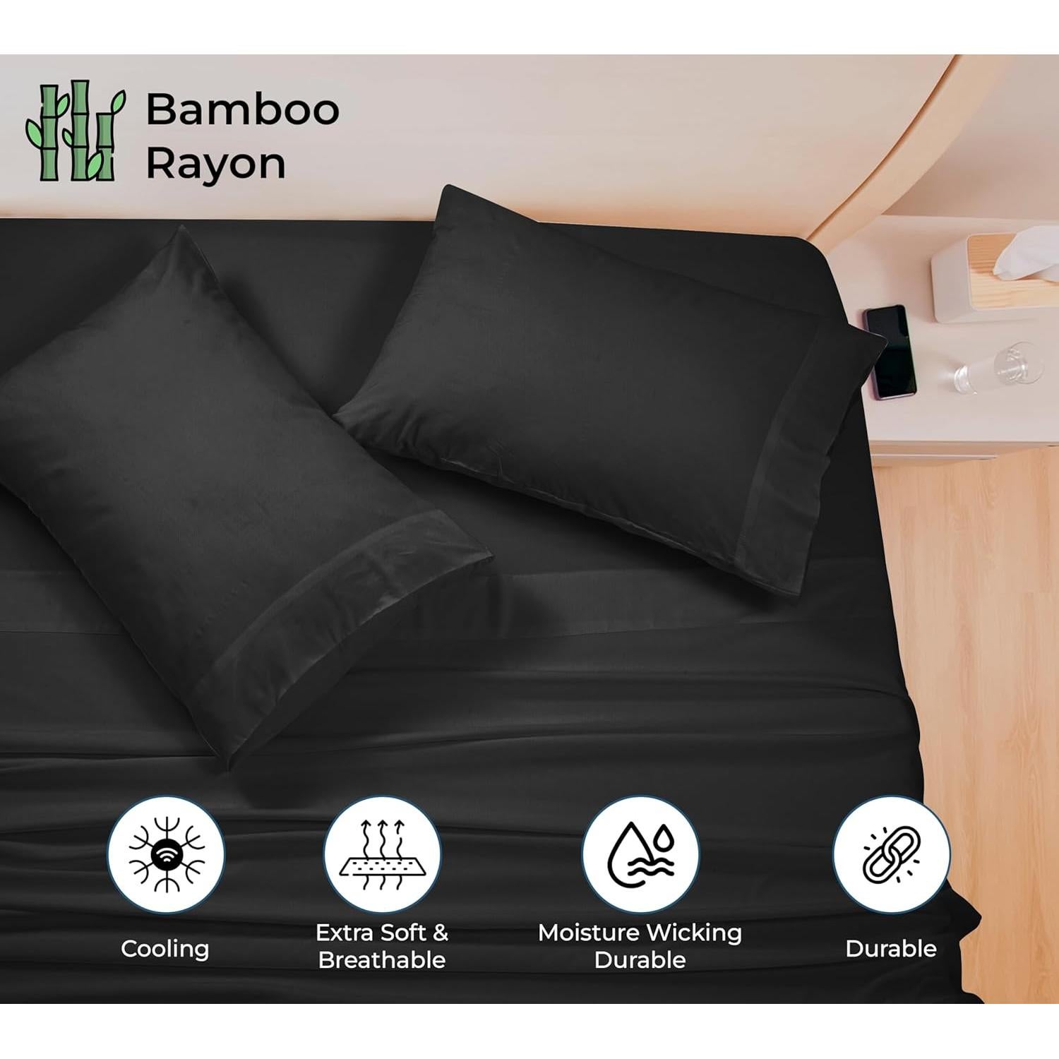 Juego de Sábanas Completo Royale Linens Viscosa Bambú Negro