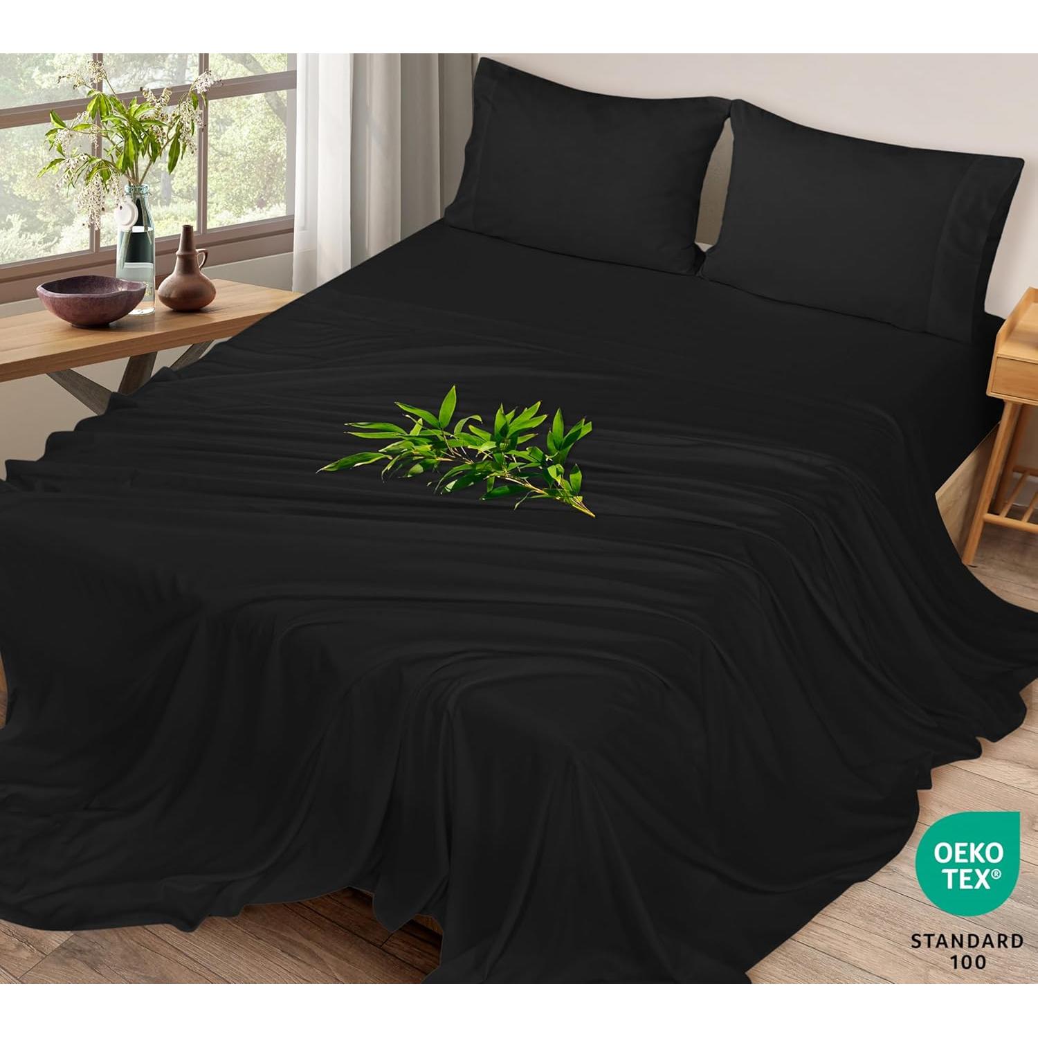 Juego de Sábanas Completo Royale Linens Viscosa Bambú Negro