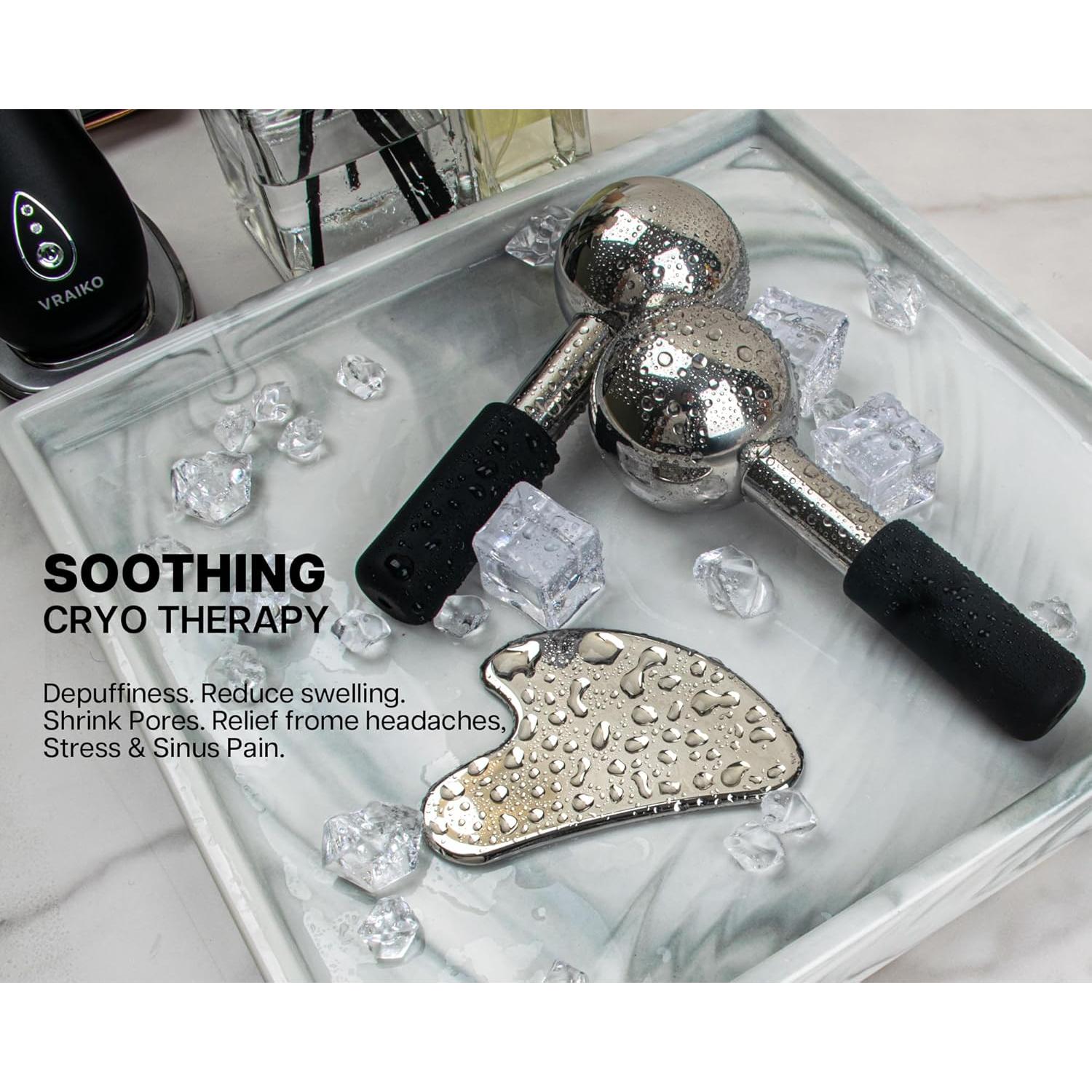 Set de Gua Sha y Globos de Hielo VRAIKO para Masaje Facial