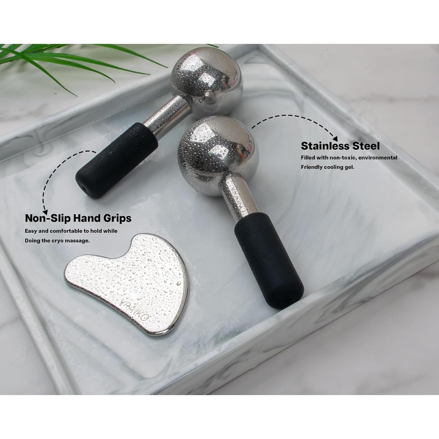 Set de Gua Sha y Globos de Hielo VRAIKO para Masaje Facial