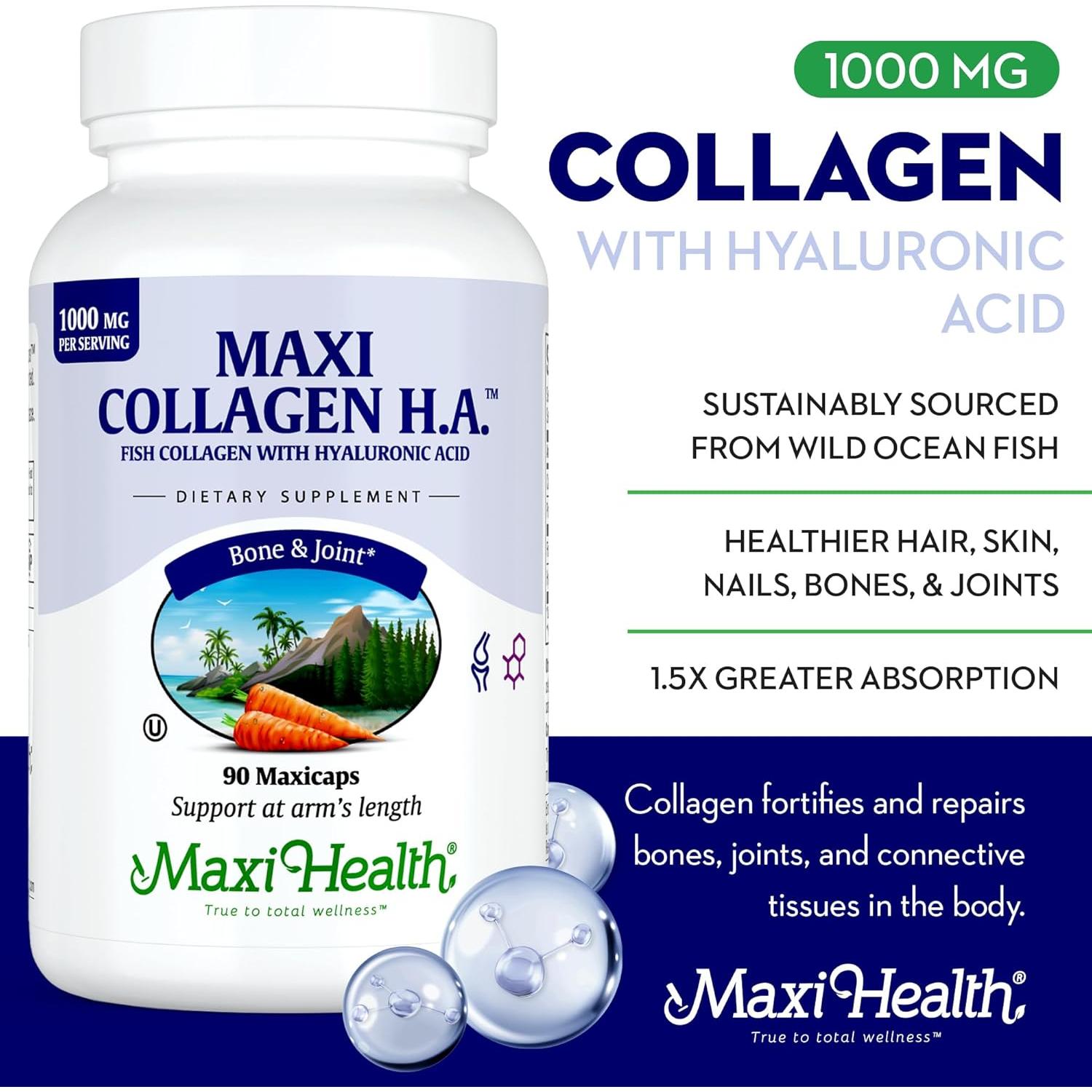 Suplemento de Colágeno Tipo 1 Maxi Health 1000 mg 90 Cápsulas
