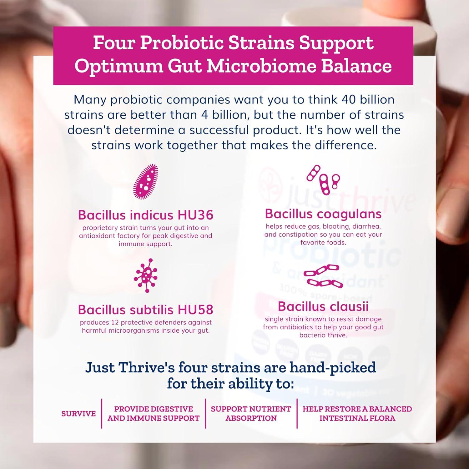 Suplemento Probiotico Just Thrive 30 Cápsulas - Antioxidante y Digestivo