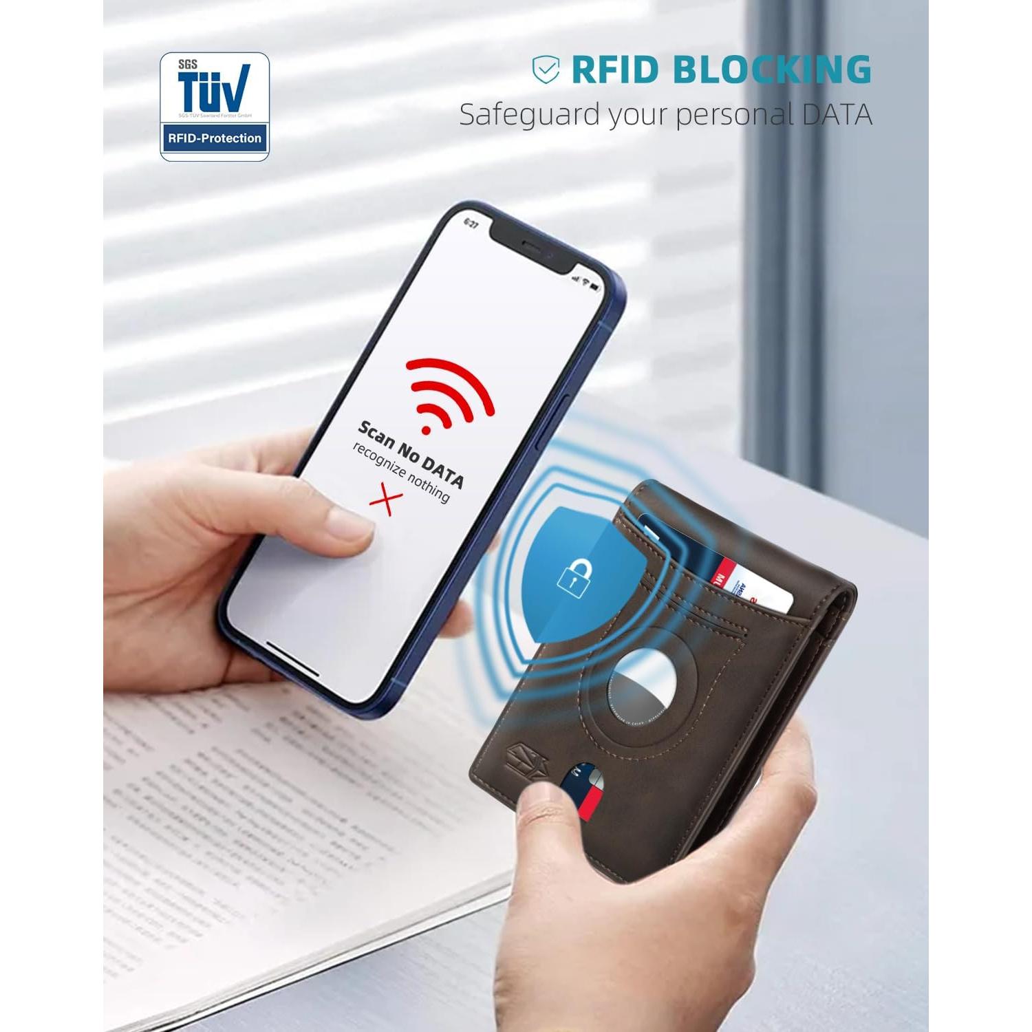 Billetera delgada RFID para hombres Zitahli con soporte Airtag