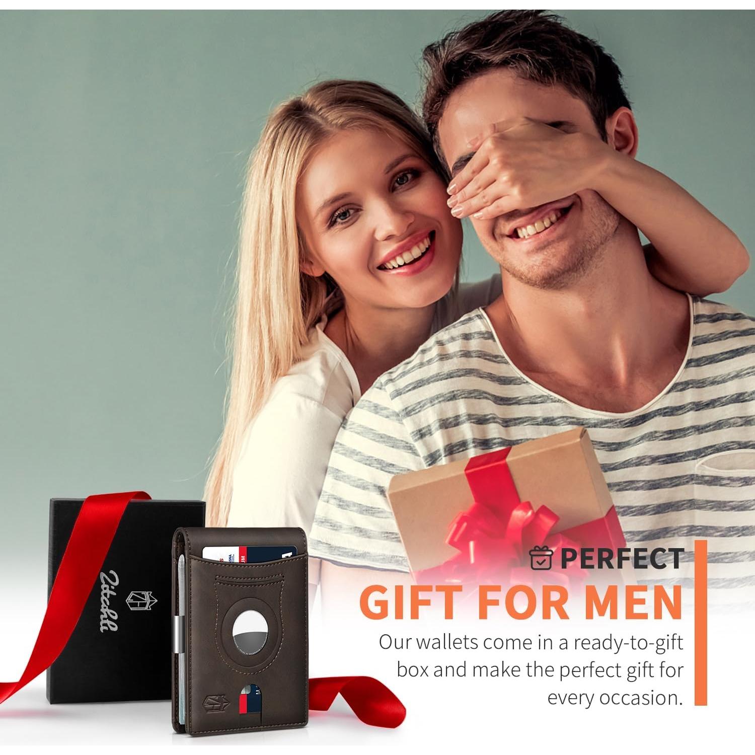 Billetera delgada RFID para hombres Zitahli con soporte Airtag