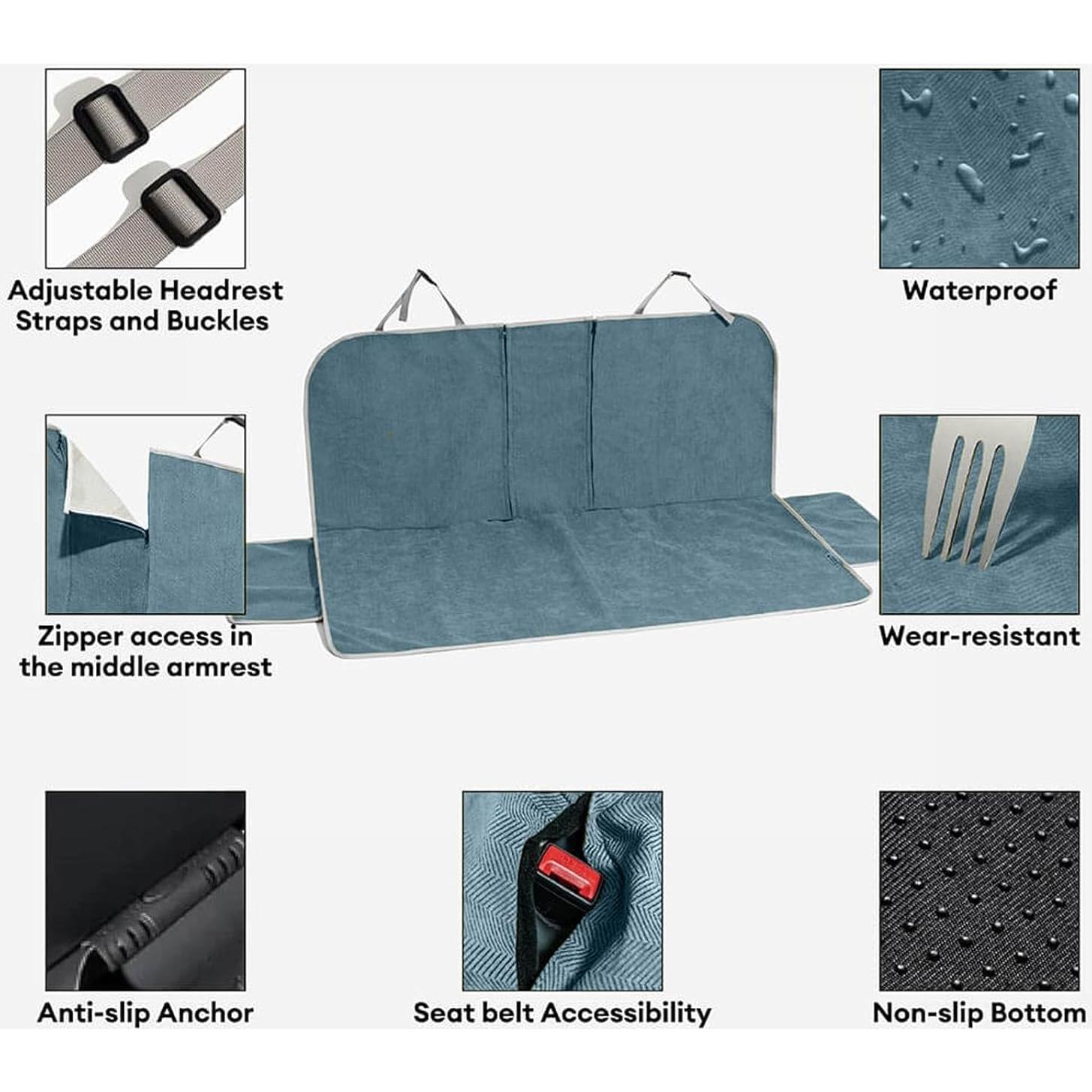 Funda de Asiento de Coche para Perros FUNNY FUZZY Azul 45x46cm