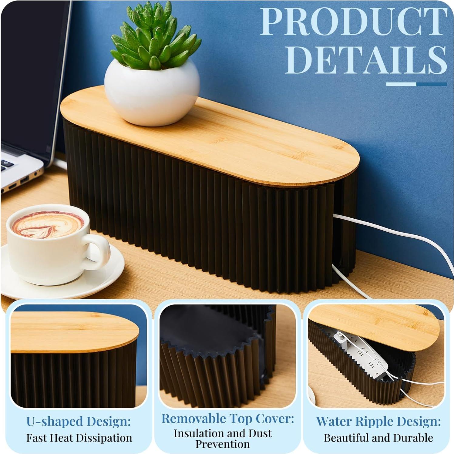 Caja de Gestión de Cables Marsui 2 Pcs Negro 30x13x11 cm