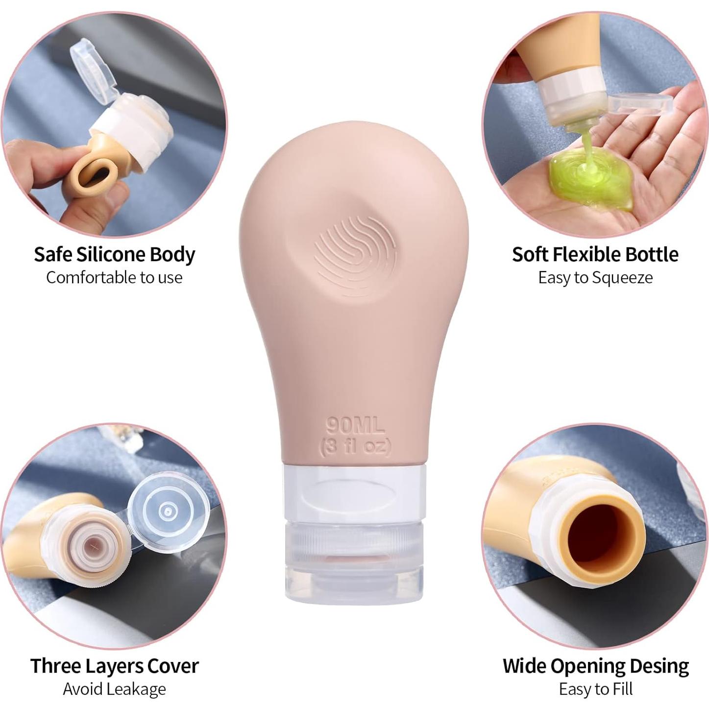 Juego de Botellas de Viaje Gemice 16 Piezas Silicona 3oz