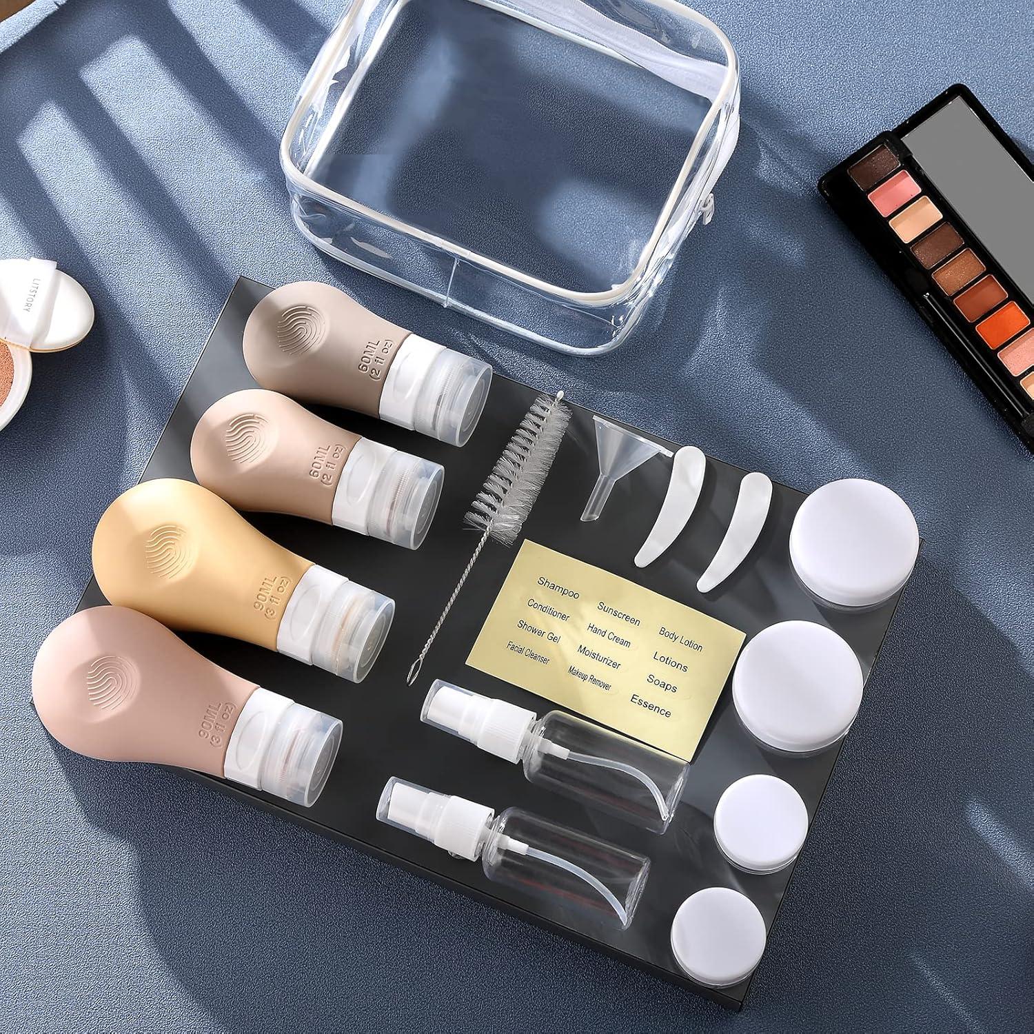 Juego de Botellas de Viaje Gemice 16 Piezas Silicona 3oz