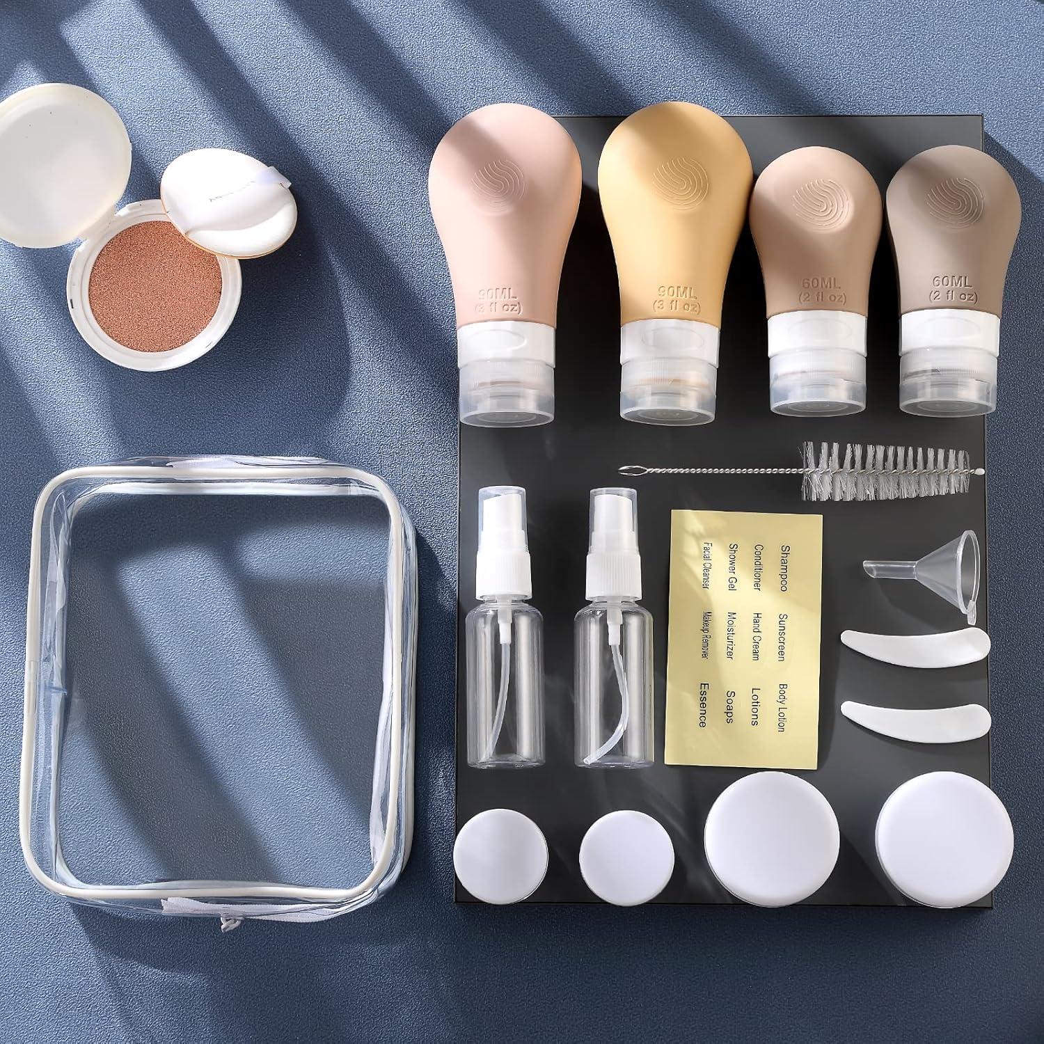 Juego de Botellas de Viaje Gemice 16 Piezas Silicona 3oz