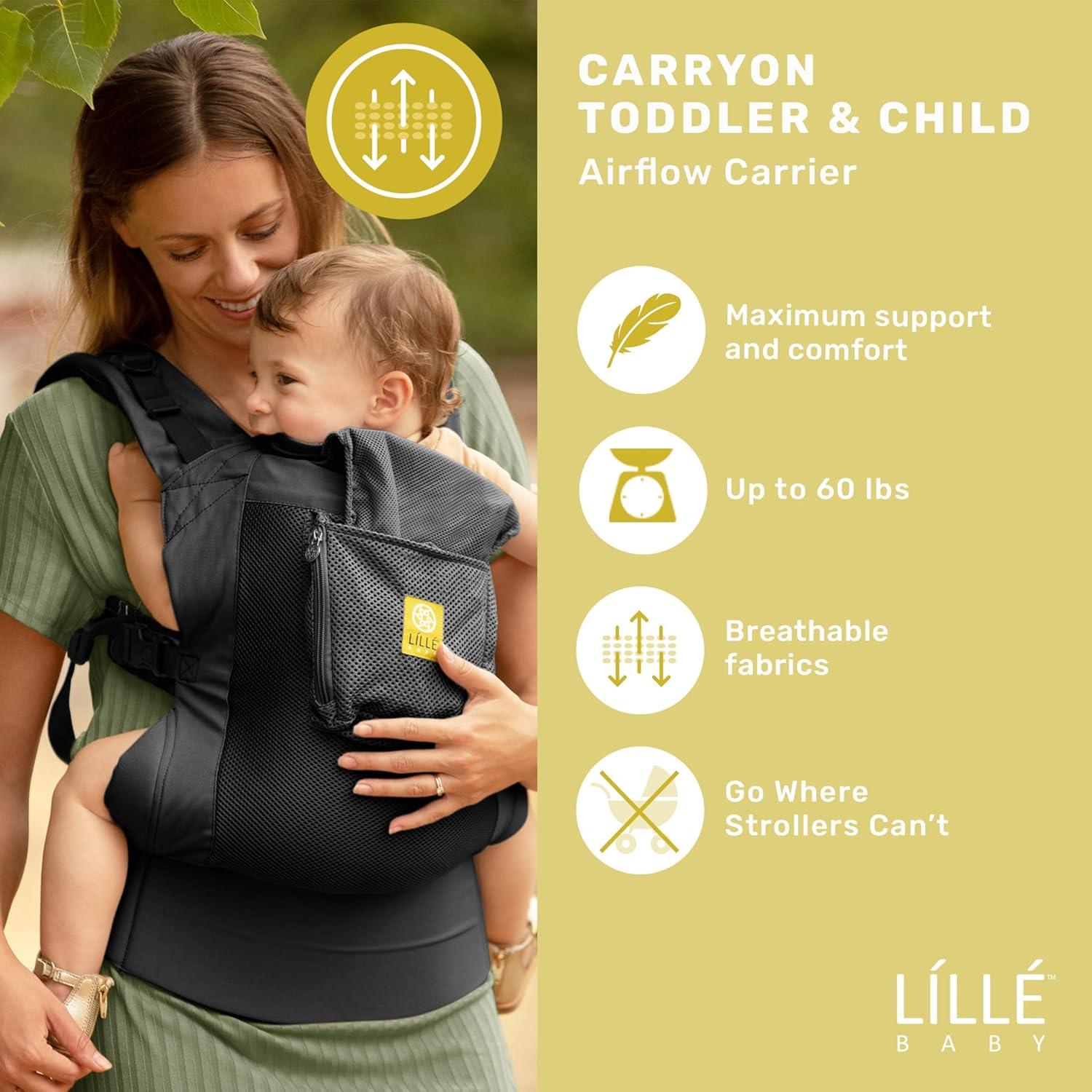 Portabebés Ergonómico LILLEbaby CarryOn Airflow Negro 9.1-27.2 kg
