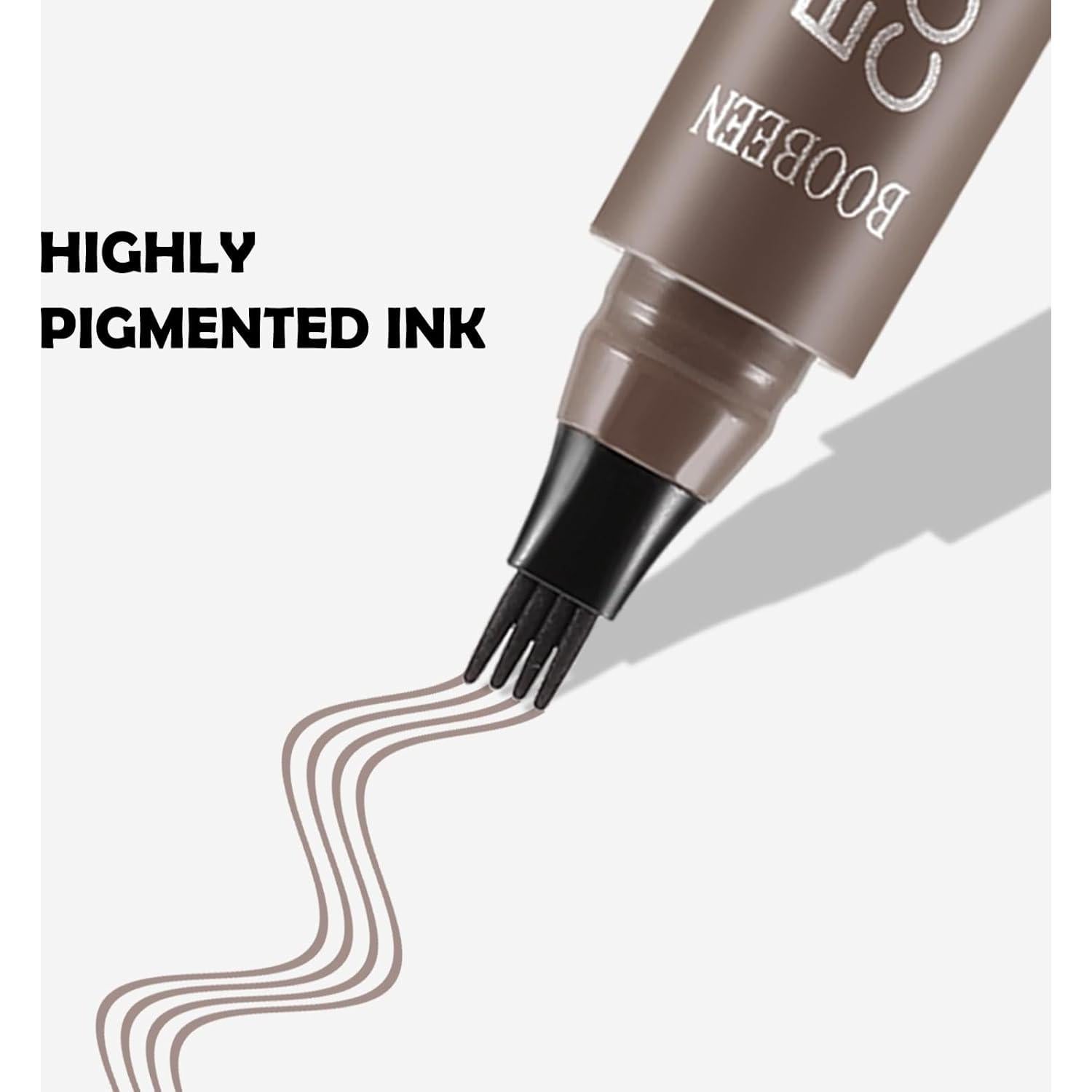 Bolígrafo de Cejas Boobeen 4 Puntas Impermeable Marrón Ceniza