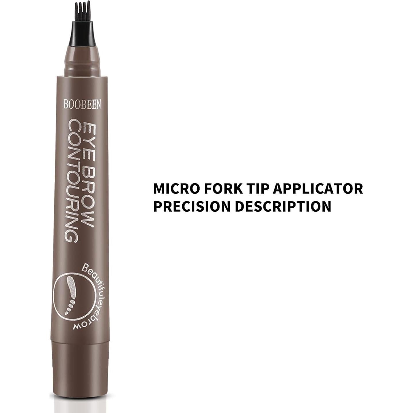 Bolígrafo de Cejas Boobeen 4 Puntas Impermeable Marrón Ceniza