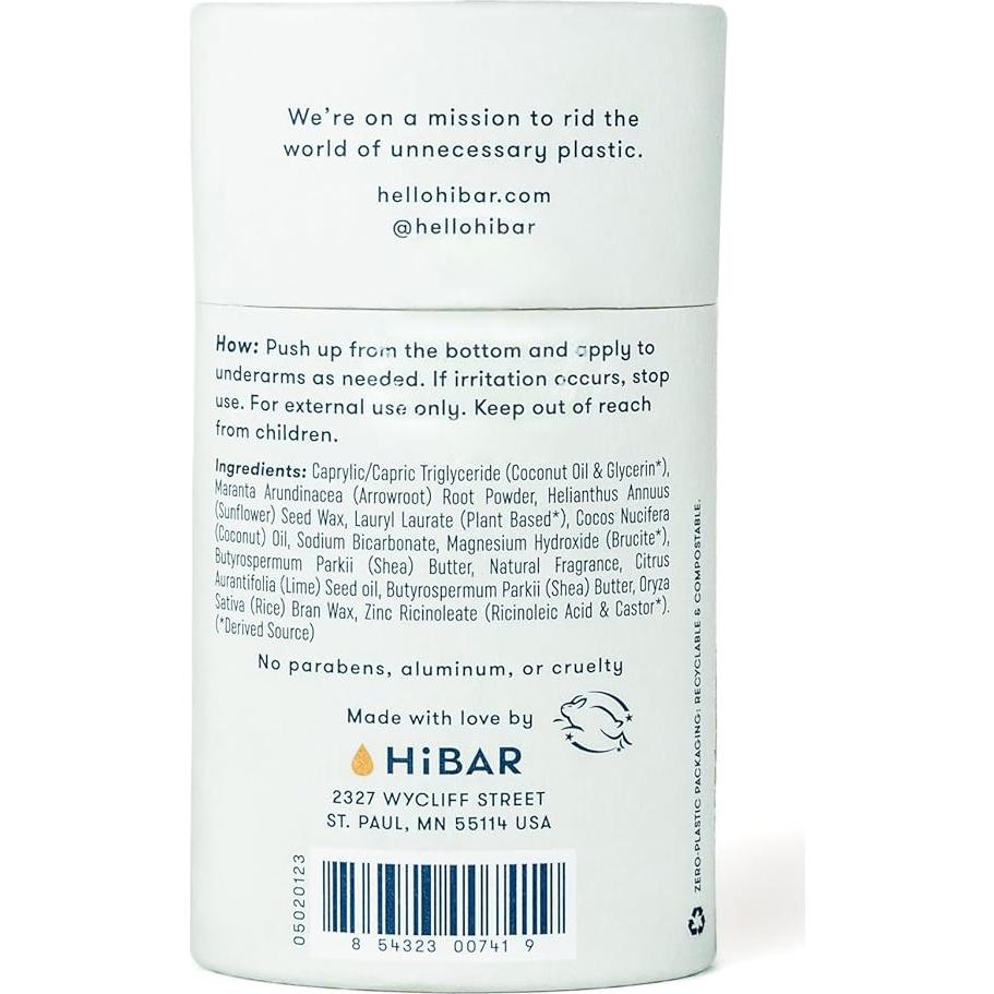 Desodorante Natural HiBAR Bergamota y Cedro - Paquete de 3