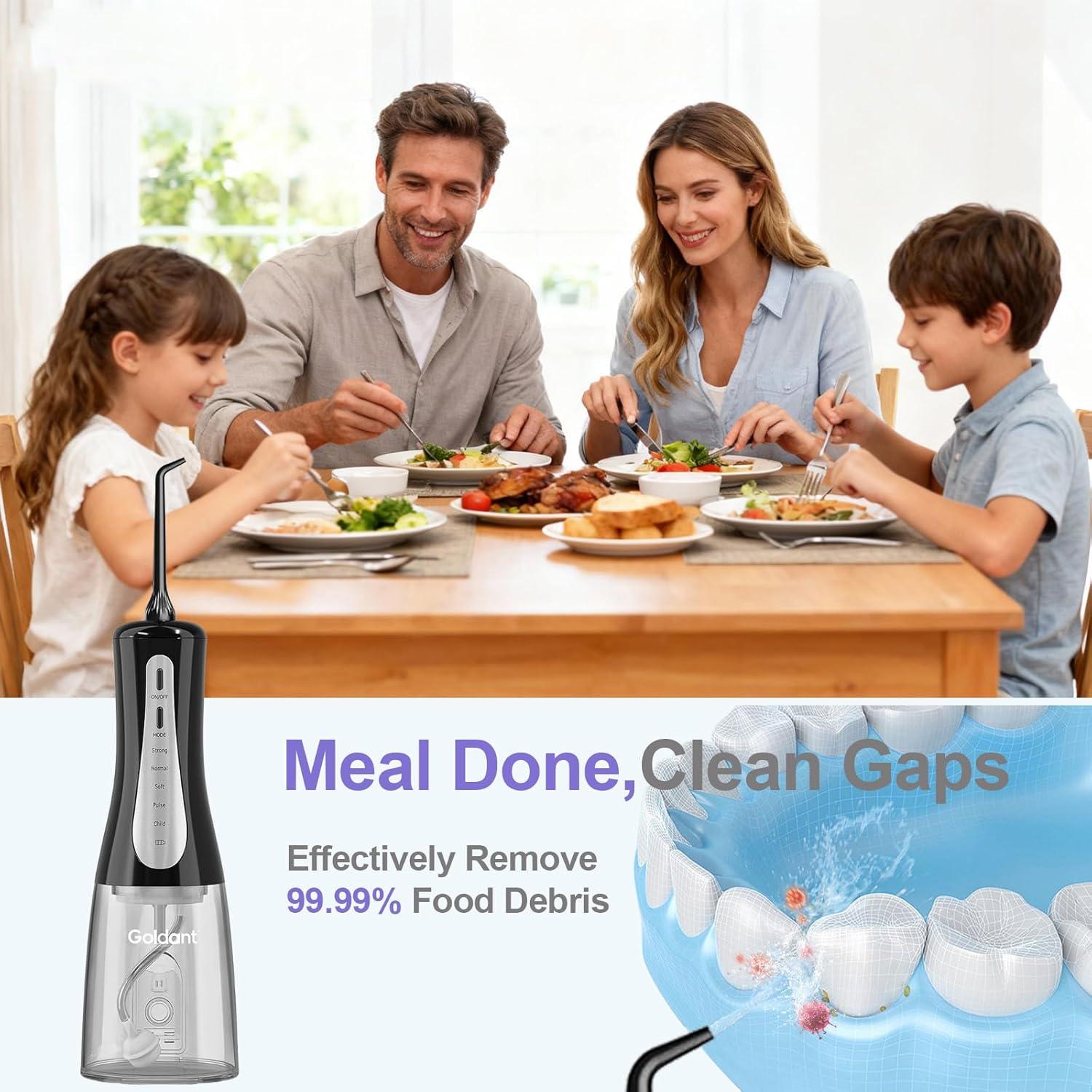 Hilo Dental de Agua Goldant 350ML Inalámbrico IPX7 Negro