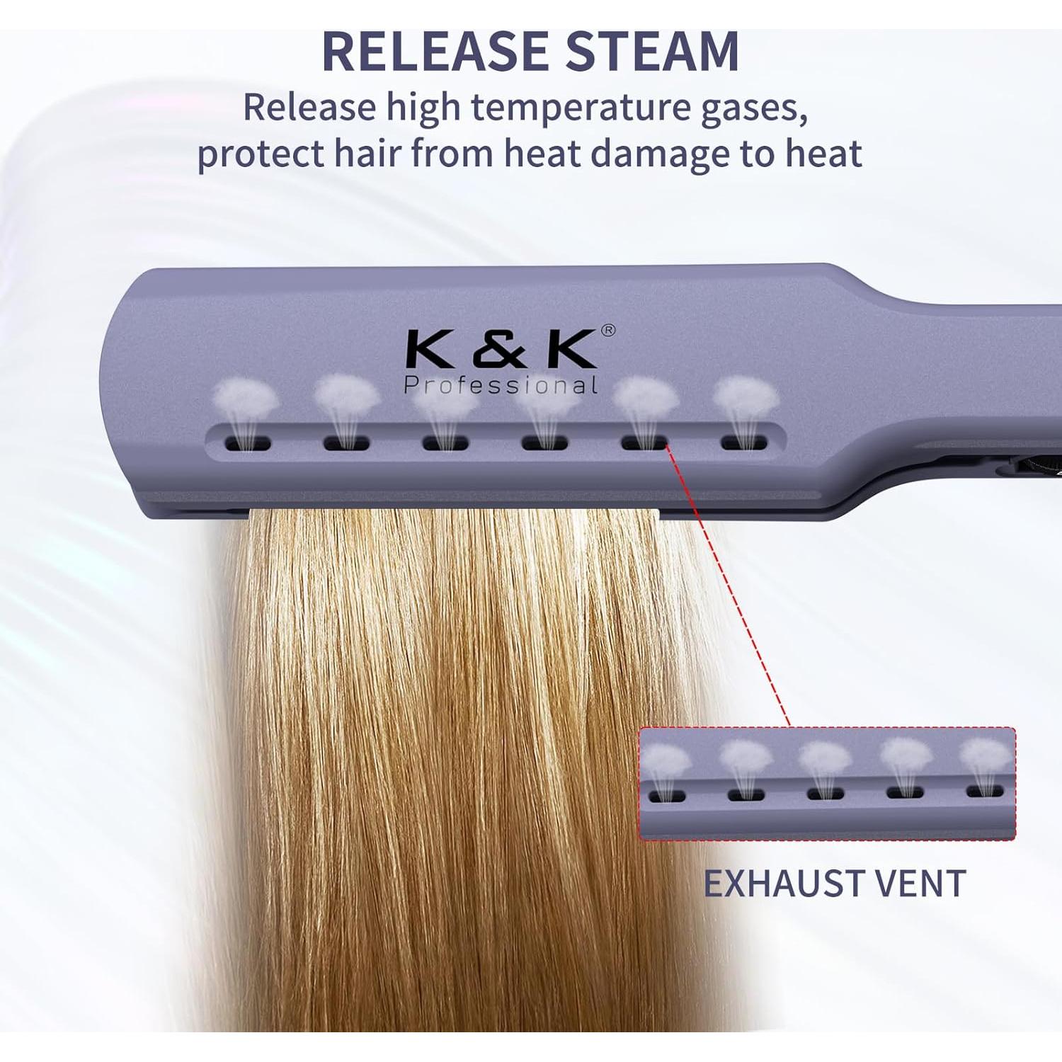 Plancha de Pelo K&K 1.73" Cerámica Ajustable 143-232°C