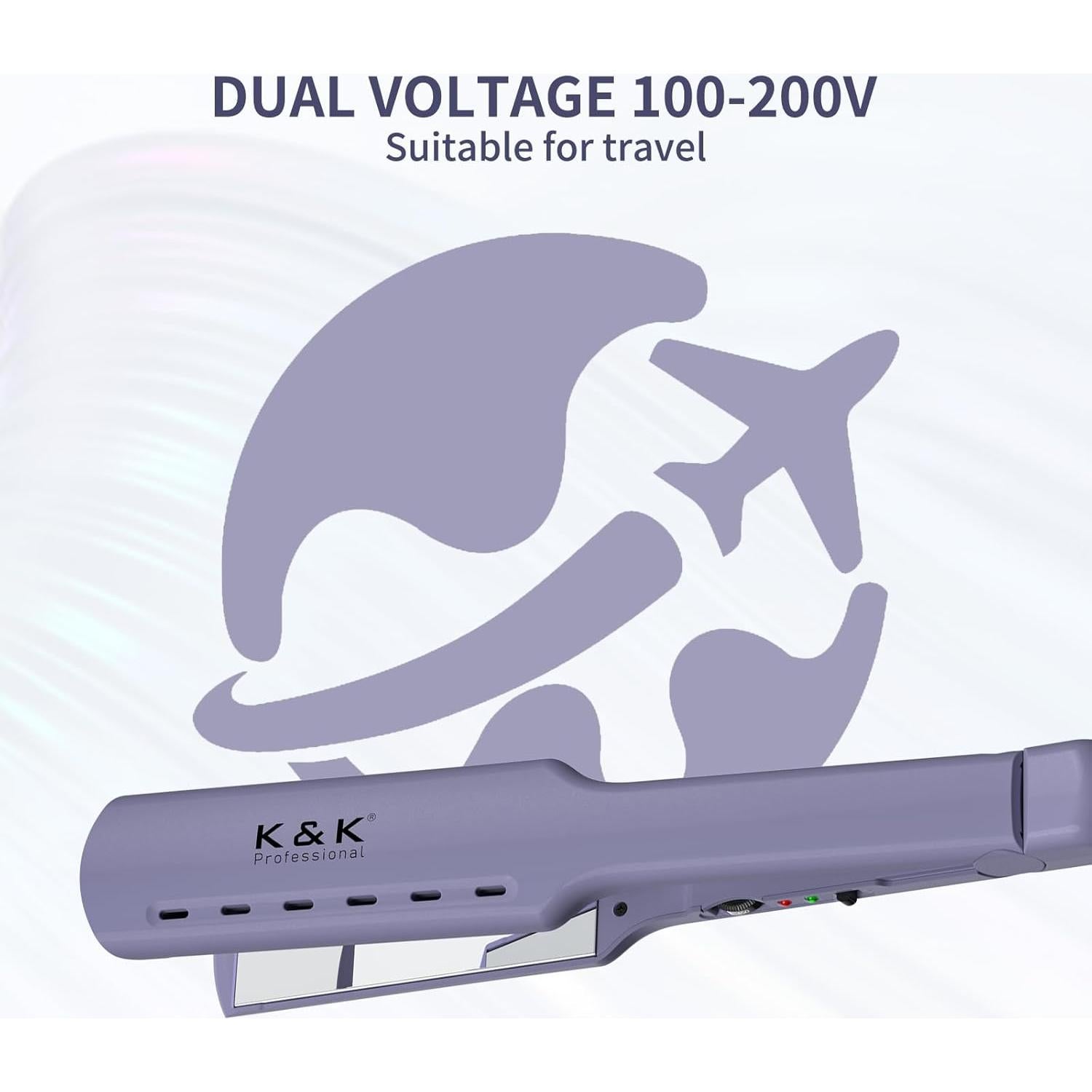 Plancha de Pelo K&K 1.73" Cerámica Ajustable 143-232°C