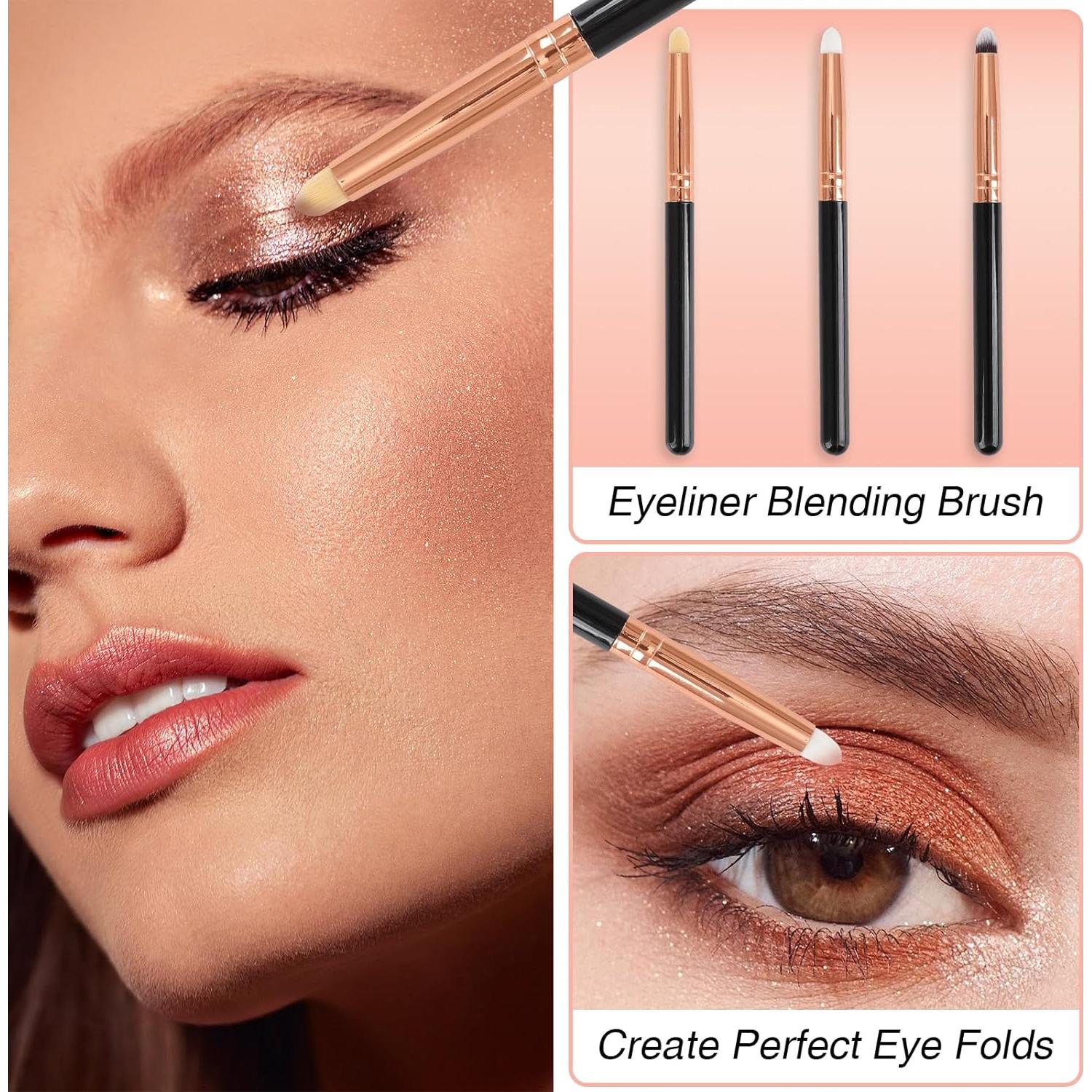 Juego de Pinceles de Maquillaje Urtlia 24 Pcs Sombra Ojos Rosa Dorado