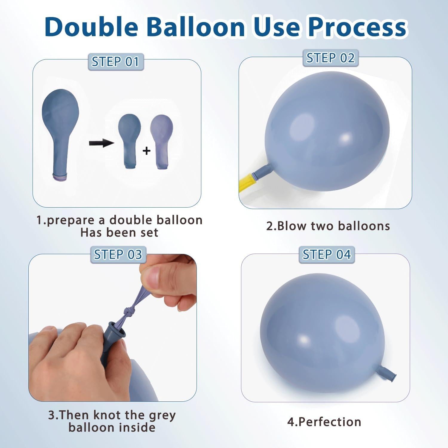 Kit Guirnalda de Globos Azul Polvoriento y Blanco Kafeli