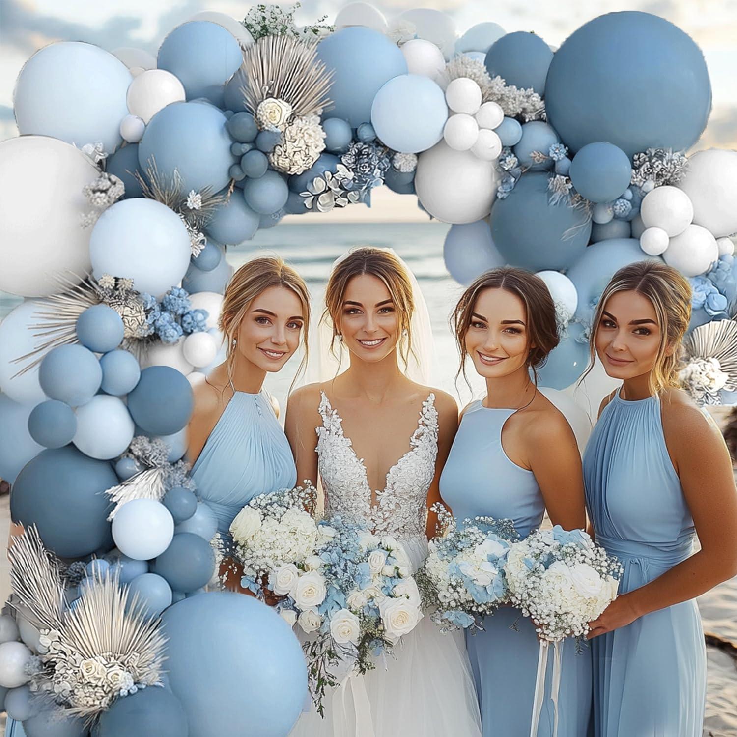 Kit Guirnalda de Globos Azul Polvoriento y Blanco Kafeli