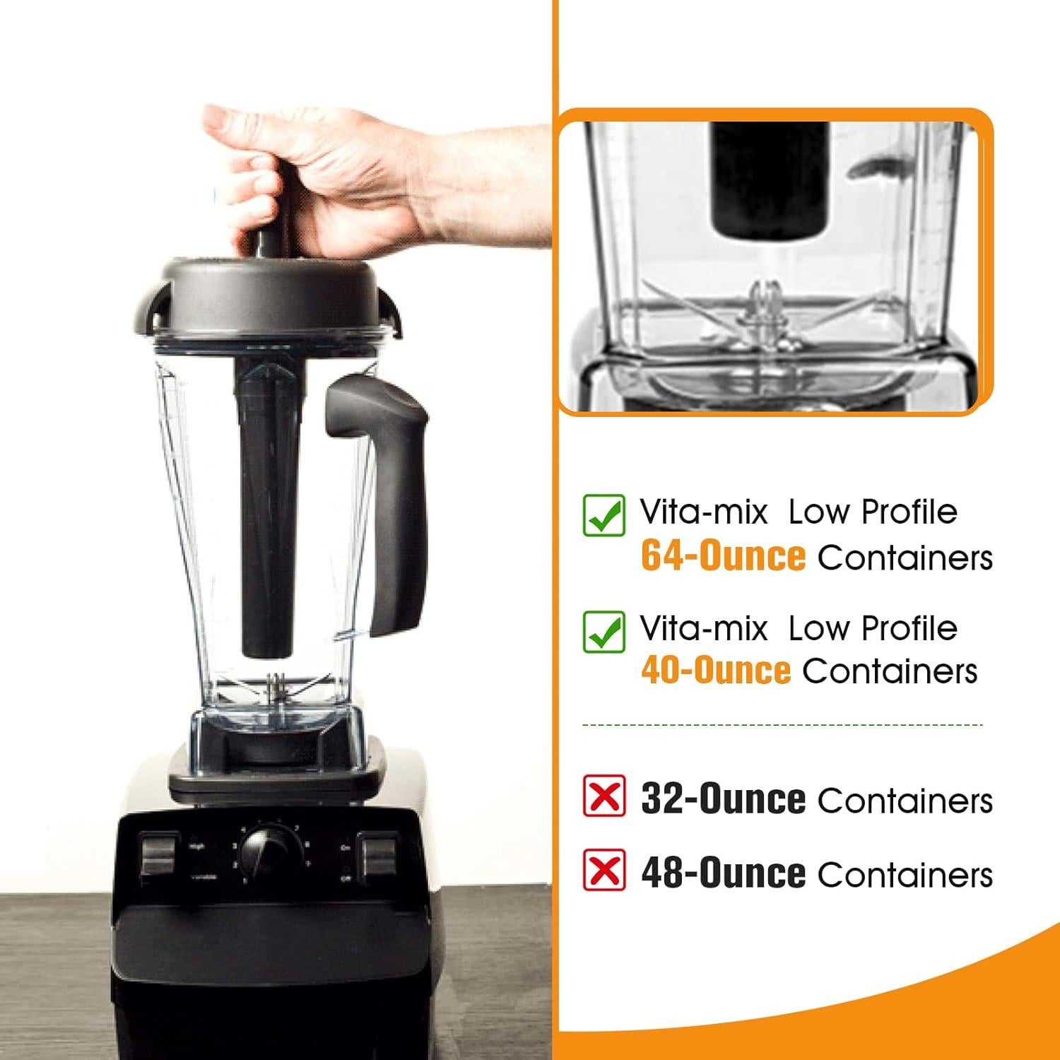 Émbolo para licuadora Vitamix DRELD 64oz y 40oz perfil bajo