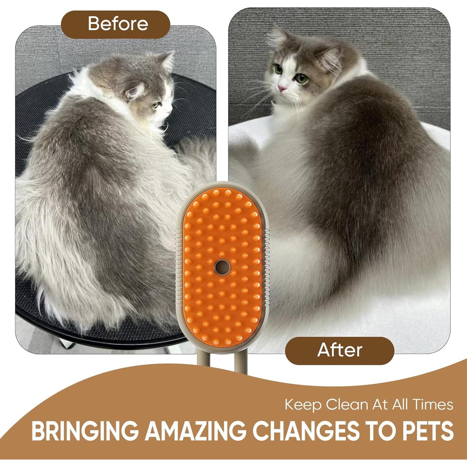 Cepillo de Vapor 4 en 1 CRAFTIVIO para Gatos y Perros - Masaje y Limpieza