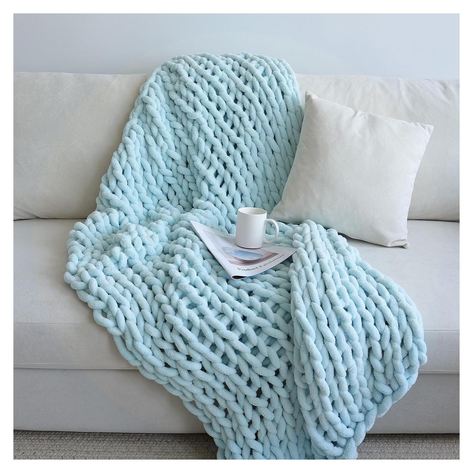 Manta de Chenille Maetoow 76x102 cm Azul Bebé Suave