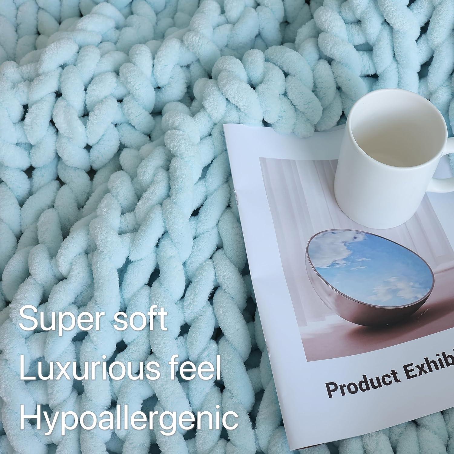 Manta de Chenille Maetoow 76x102 cm Azul Bebé Suave