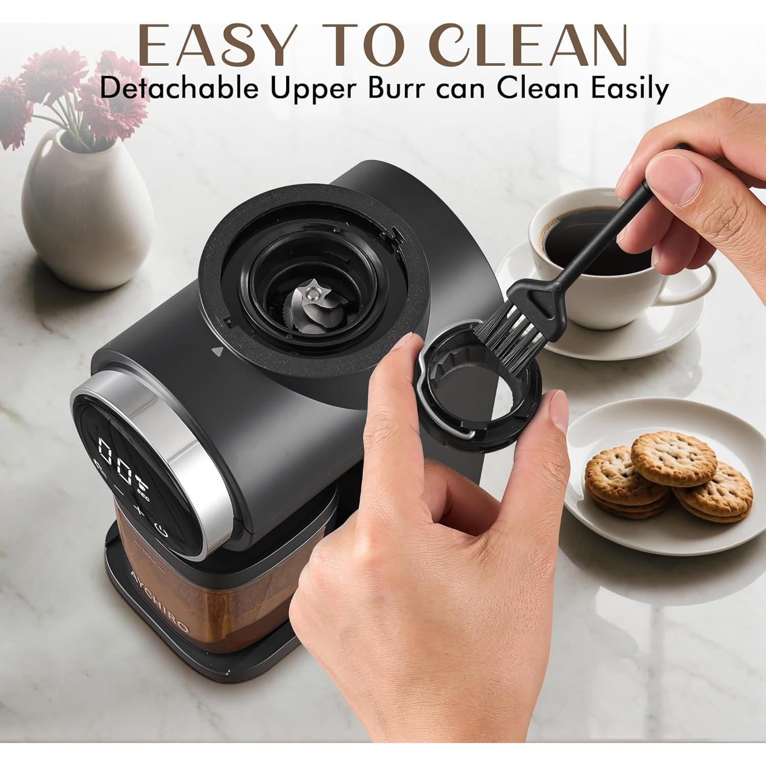 Molino de Café Eléctrico AYCHIRO Burr Cónico 30 Niveles 2-12 Tazas