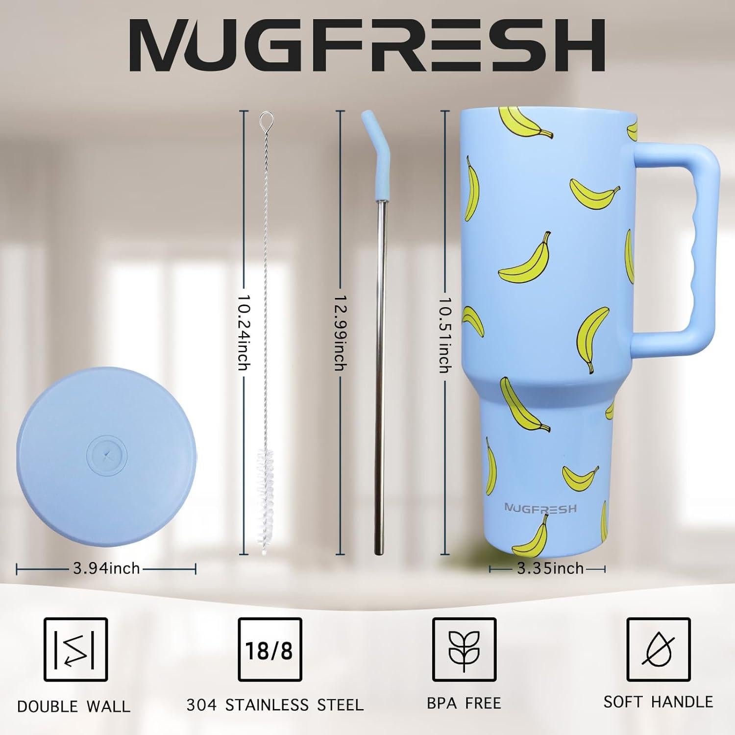 Taza Aislada 40 oz MugFresh Banana con Asa y Popote