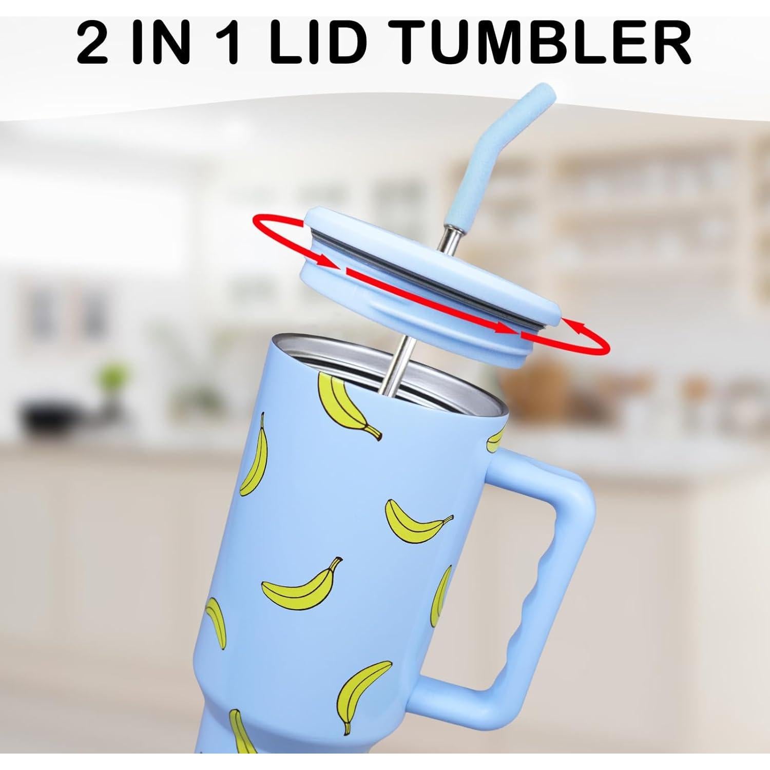 Taza Aislada 40 oz MugFresh Banana con Asa y Popote