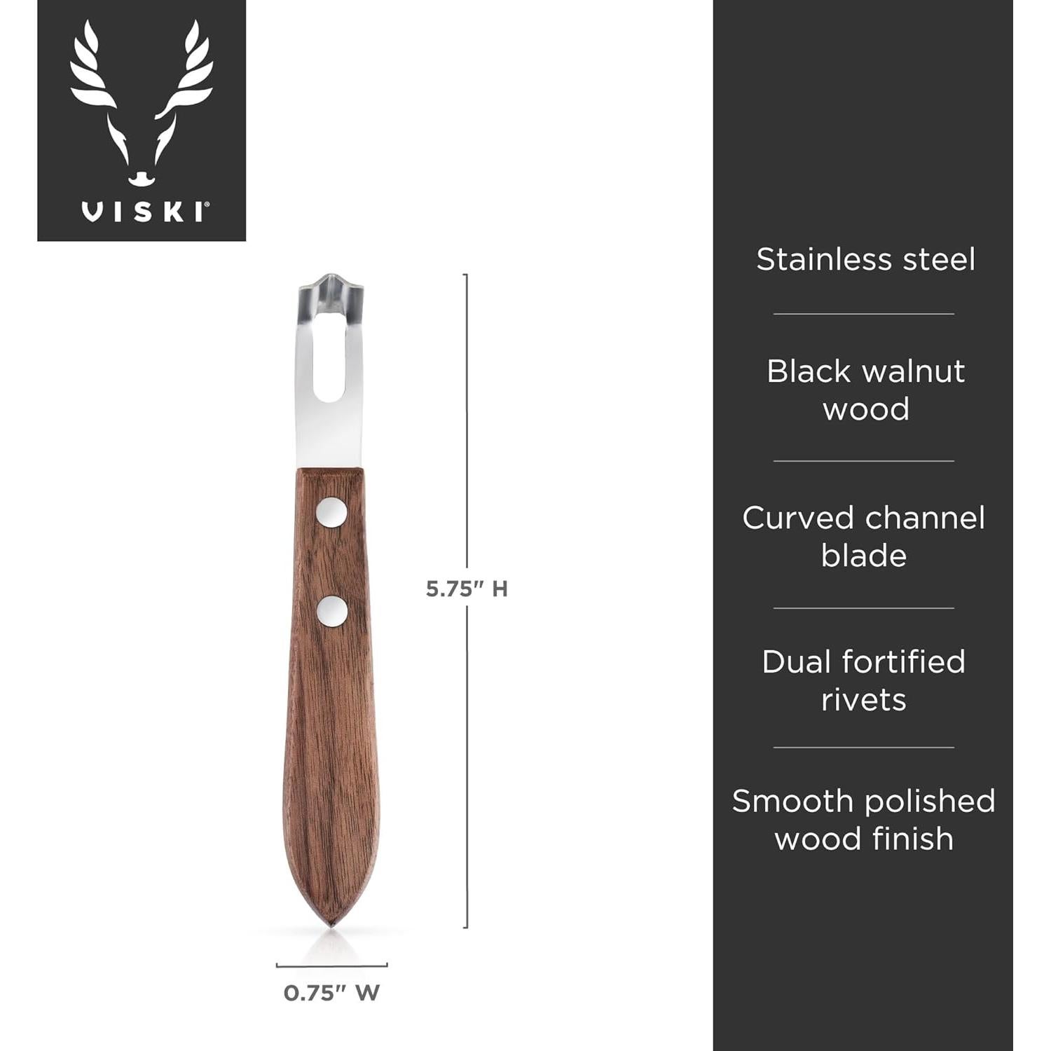 Cuchillo de Canal Viski de Acero Inoxidable y Madera de Nogal