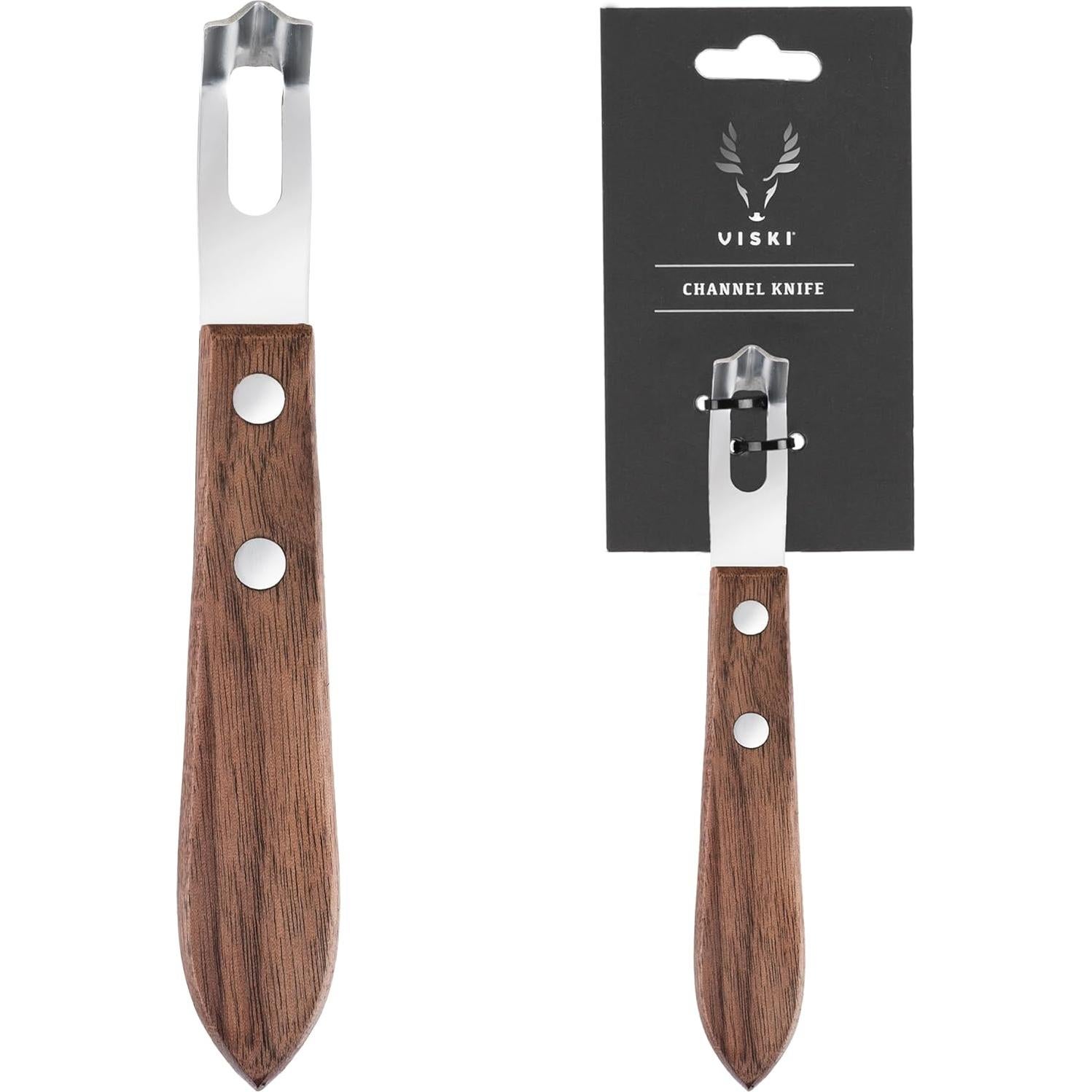 Cuchillo de Canal Viski de Acero Inoxidable y Madera de Nogal