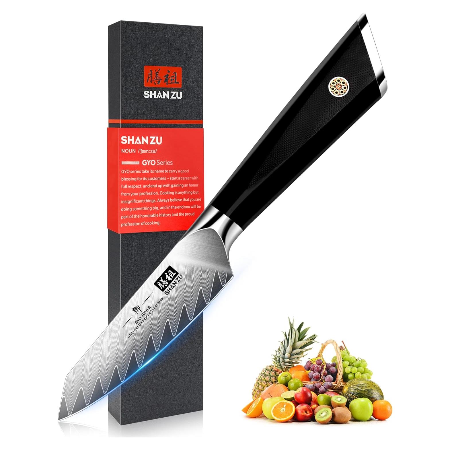 Cuchillo de Pelar SHAN ZU Damasco 9.4 cm Acero Alto Carbono