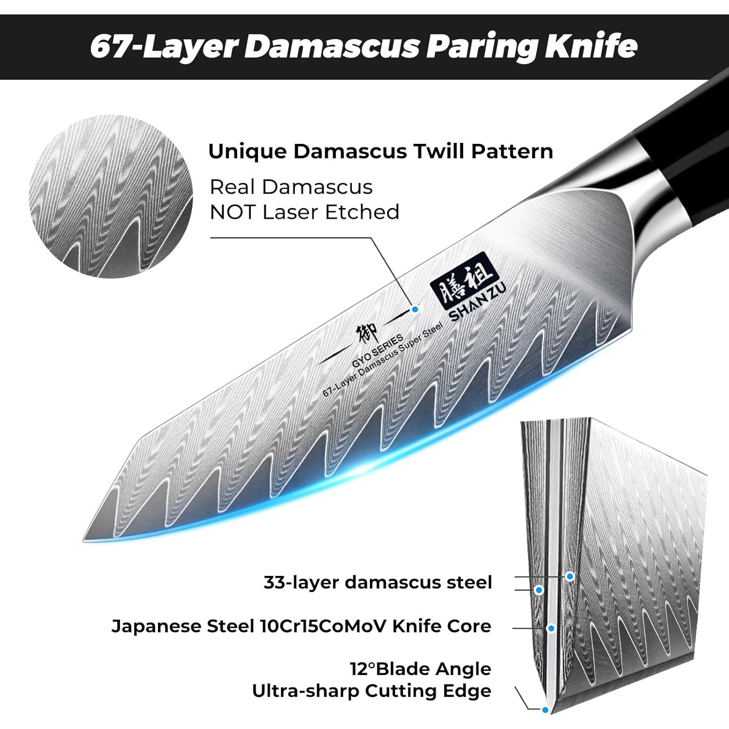 Cuchillo de Pelar SHAN ZU Damasco 9.4 cm Acero Alto Carbono