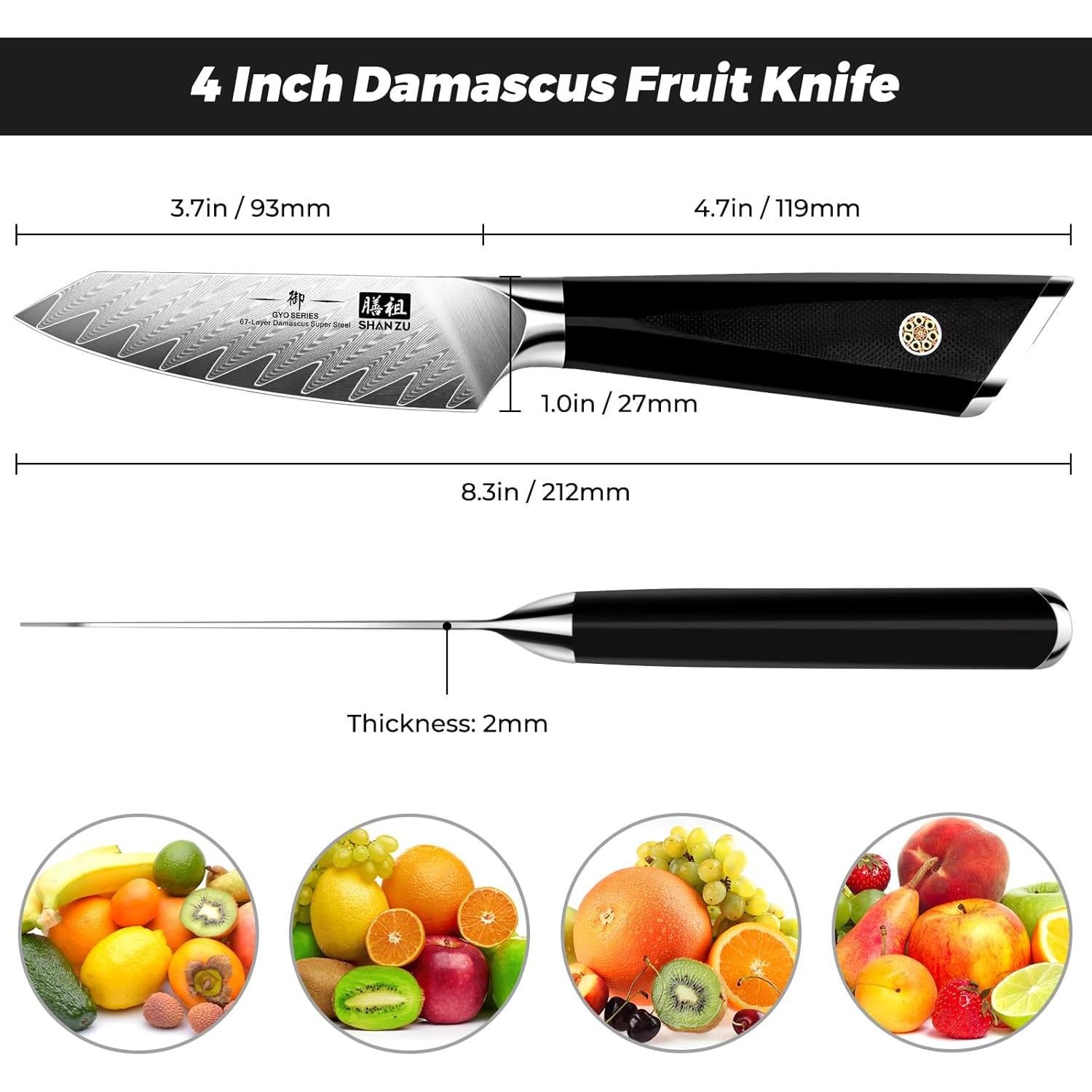 Cuchillo de Pelar SHAN ZU Damasco 9.4 cm Acero Alto Carbono