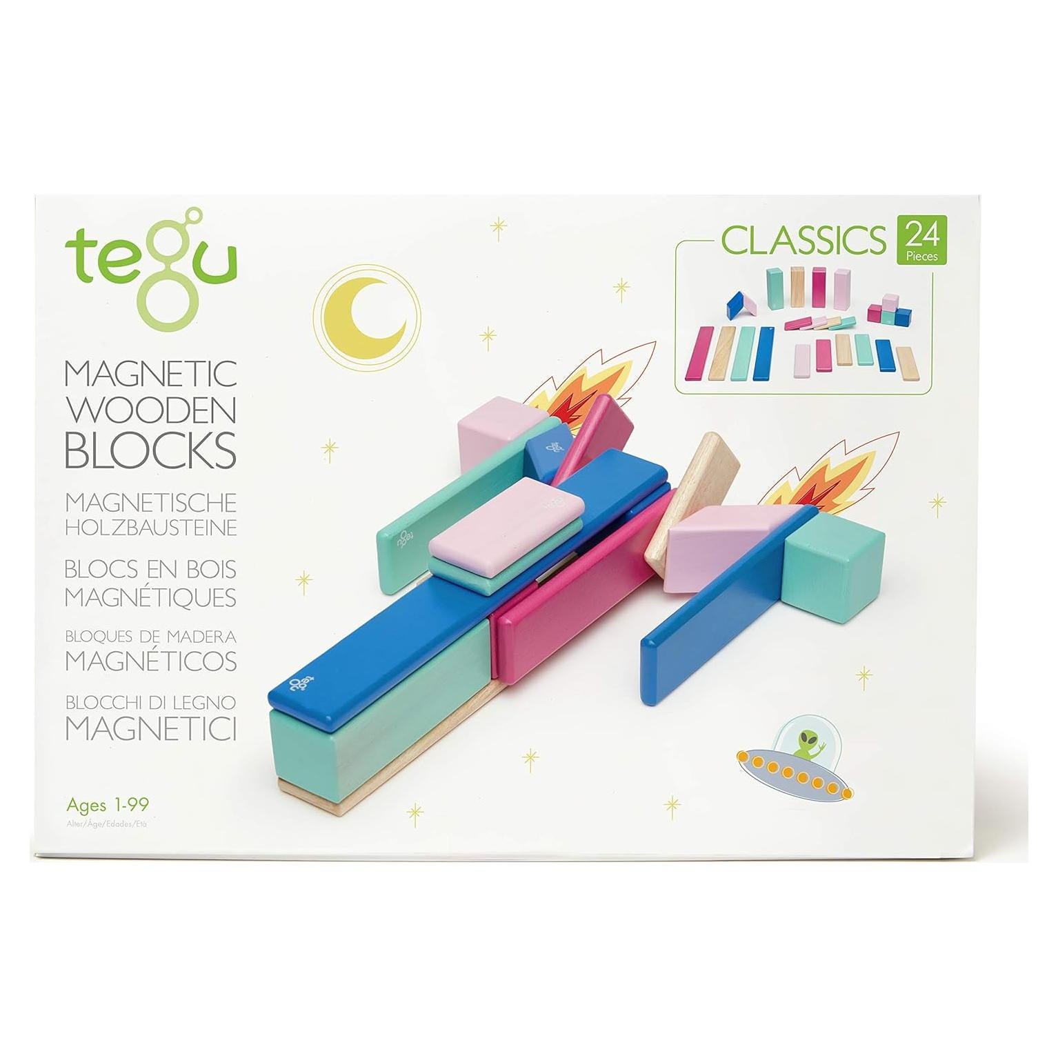 Juego de Bloques Magnéticos de Madera Tegu 24 Piezas Floración