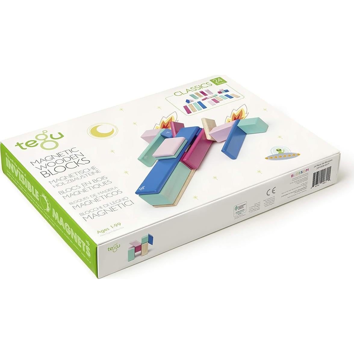 Juego de Bloques Magnéticos de Madera Tegu 24 Piezas Floración