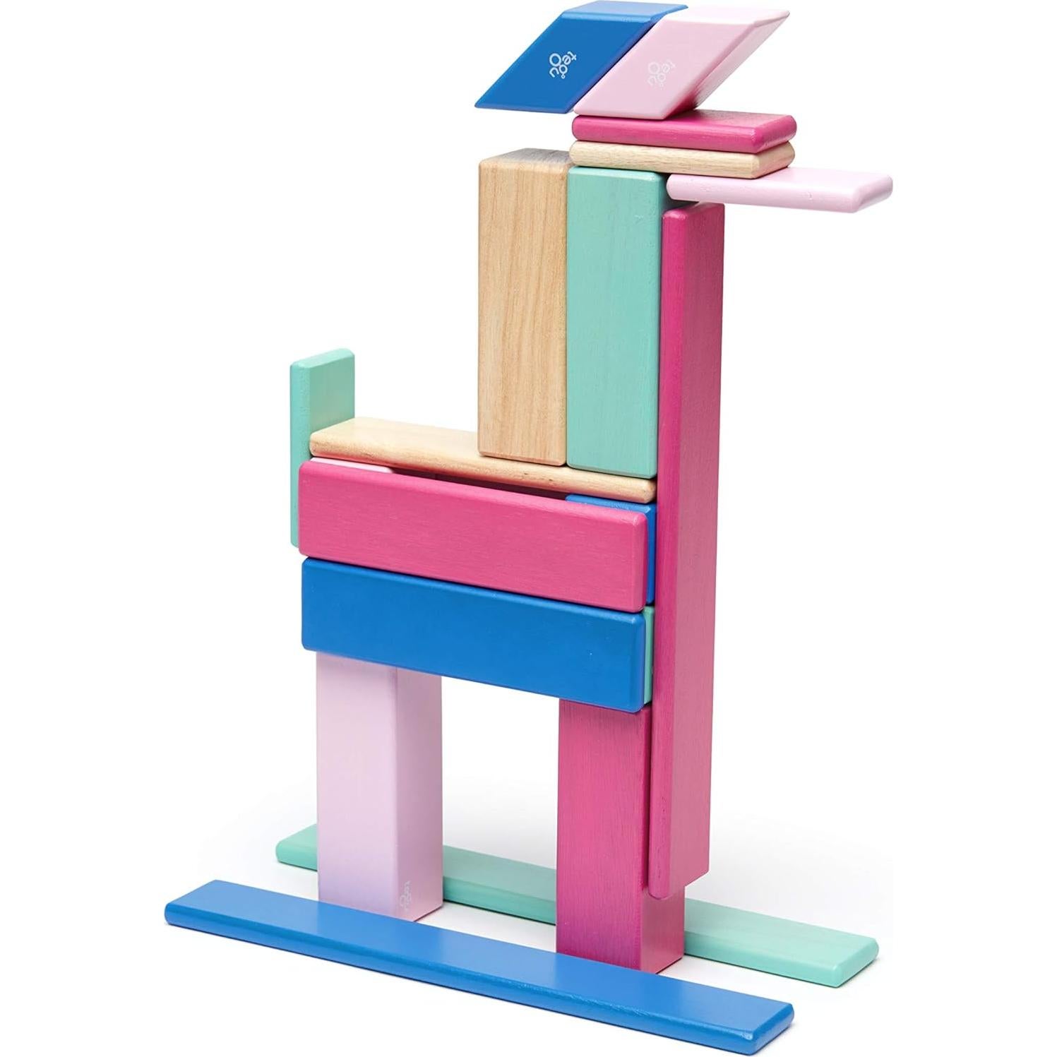 Juego de Bloques Magnéticos de Madera Tegu 24 Piezas Floración