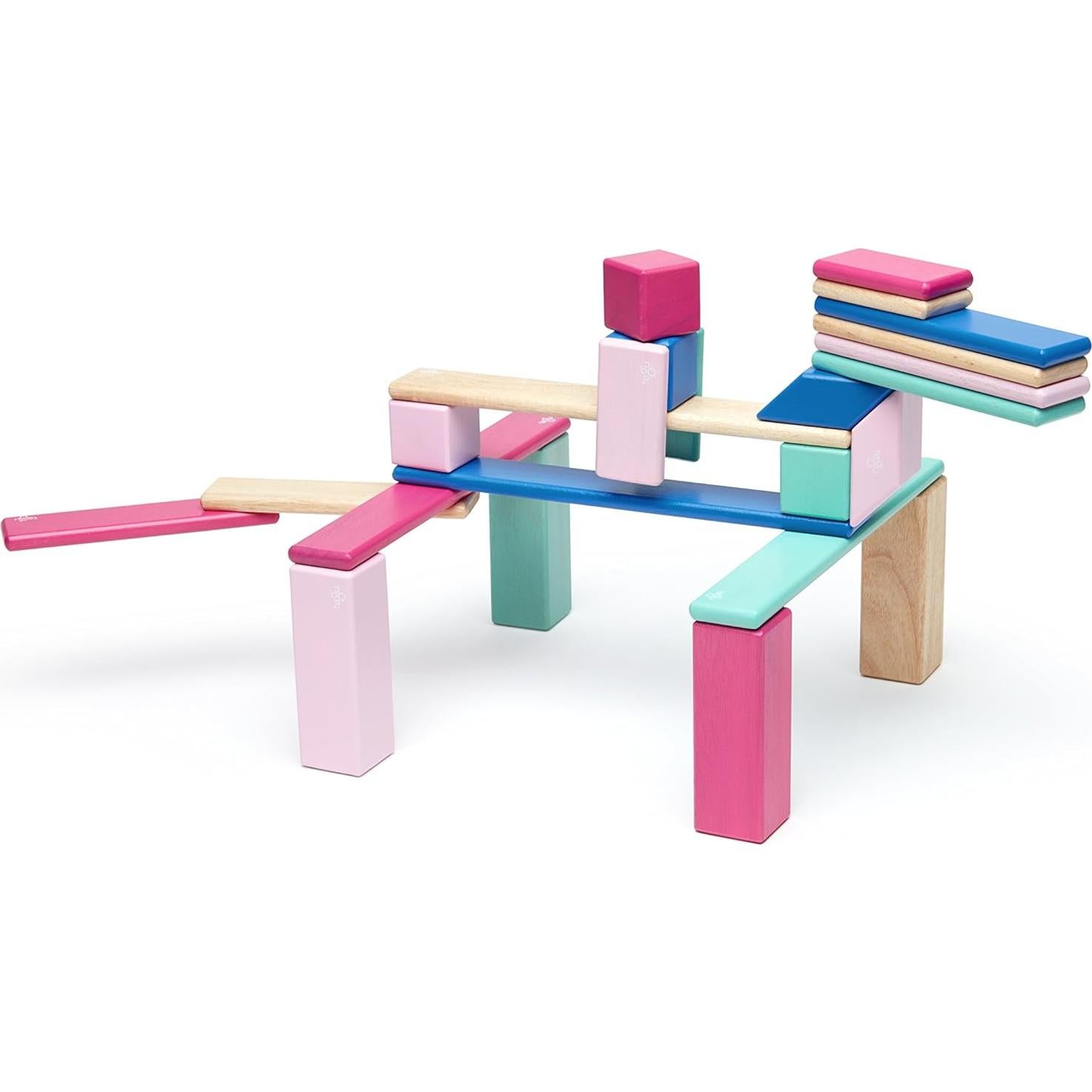 Juego de Bloques Magnéticos de Madera Tegu 24 Piezas Floración