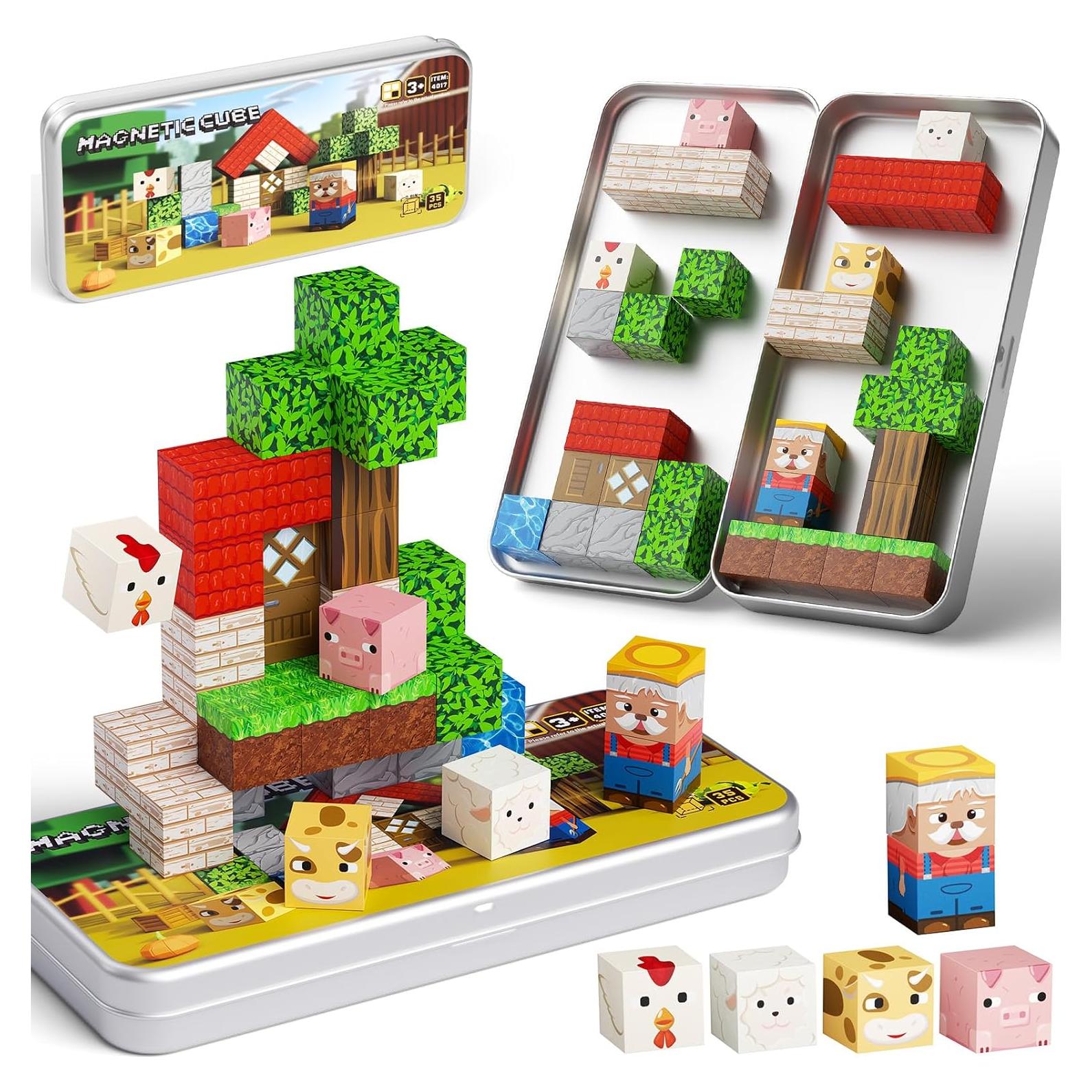 Bloques Magnéticos Mini Granjas JSDKFJSA - 35 Piezas Educativos